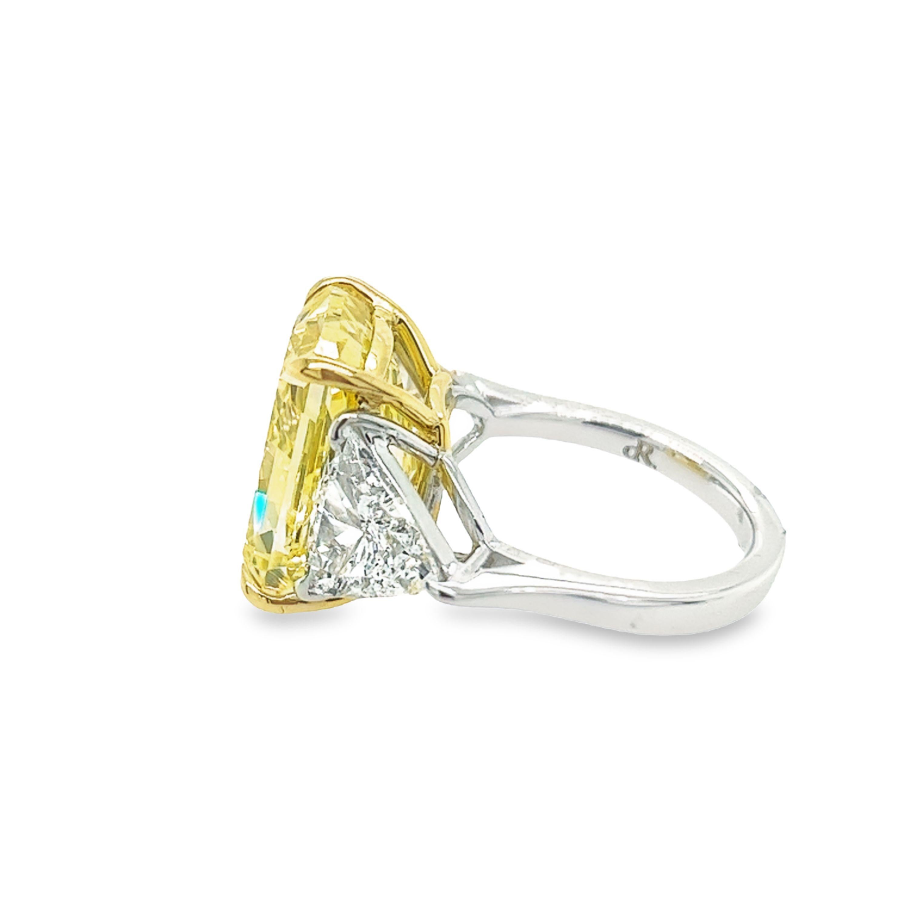 David Rosenberg Verlobungsring, 12,15 Karat strahlender intensiv gelber VS1 GIA-Diamant (Radiantschliff) im Angebot
