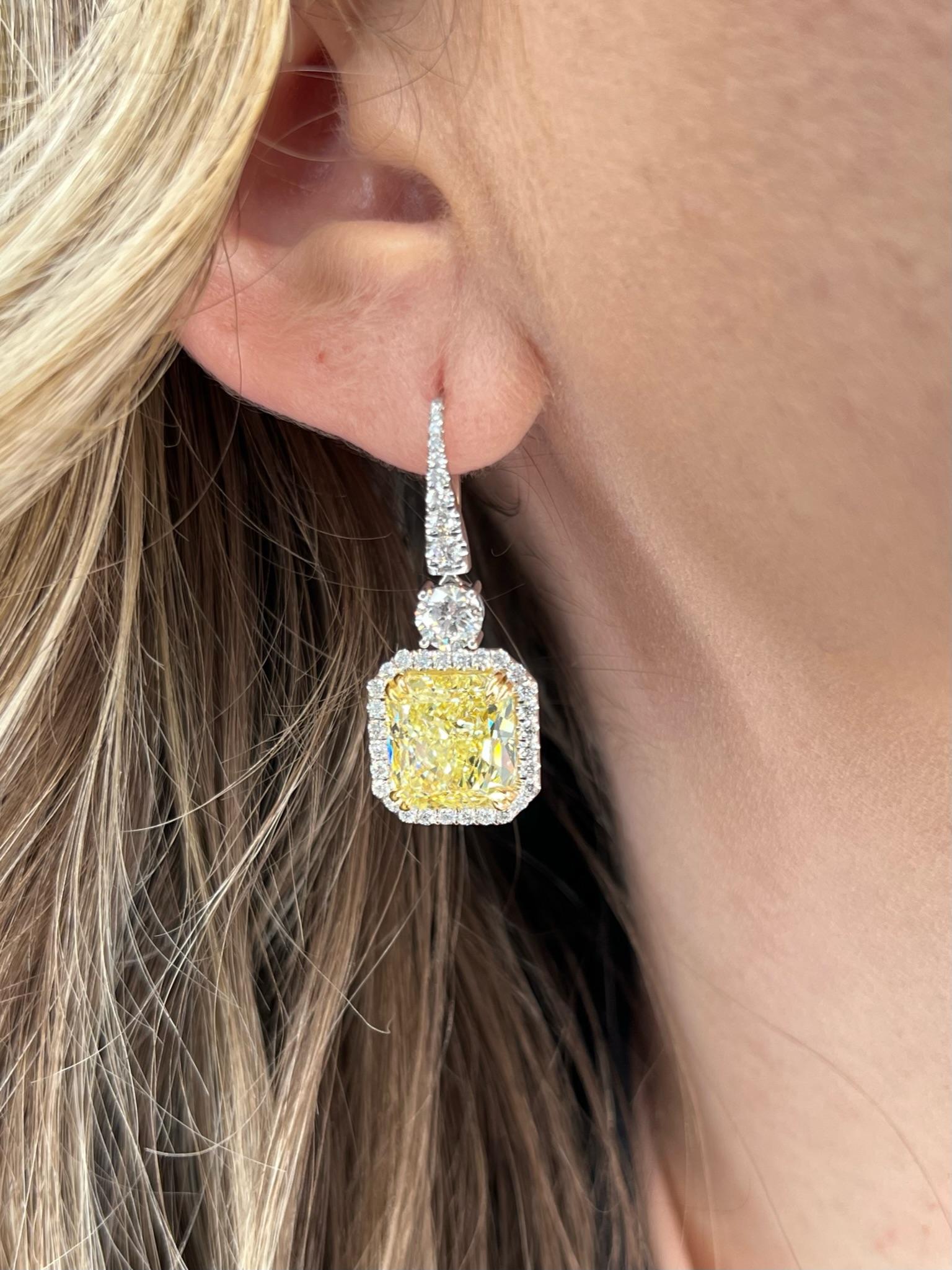 David Rosenberg 12,21 Karat Ausgefallene gelbe GIA-Diamant-Tropfen-Ohrringe mit Strahlenschliff im Angebot 8