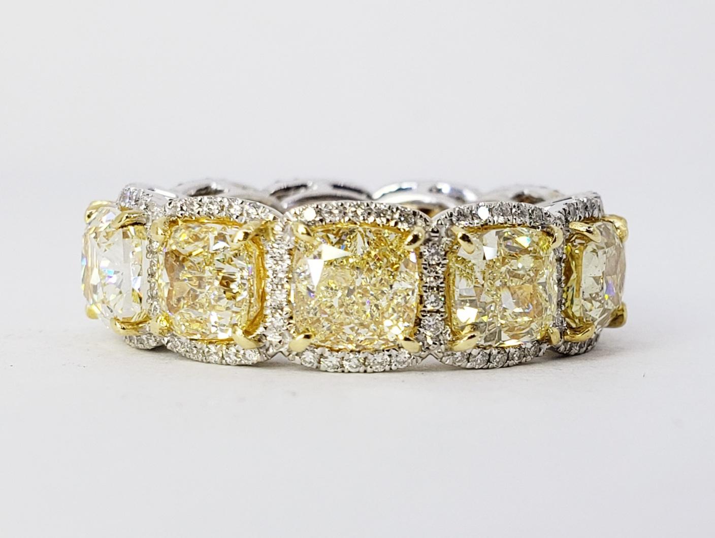 David Rosenberg 12.74 Total Carats Fancy Yellow Diamond Eternity Wedding Band  For Sale 2