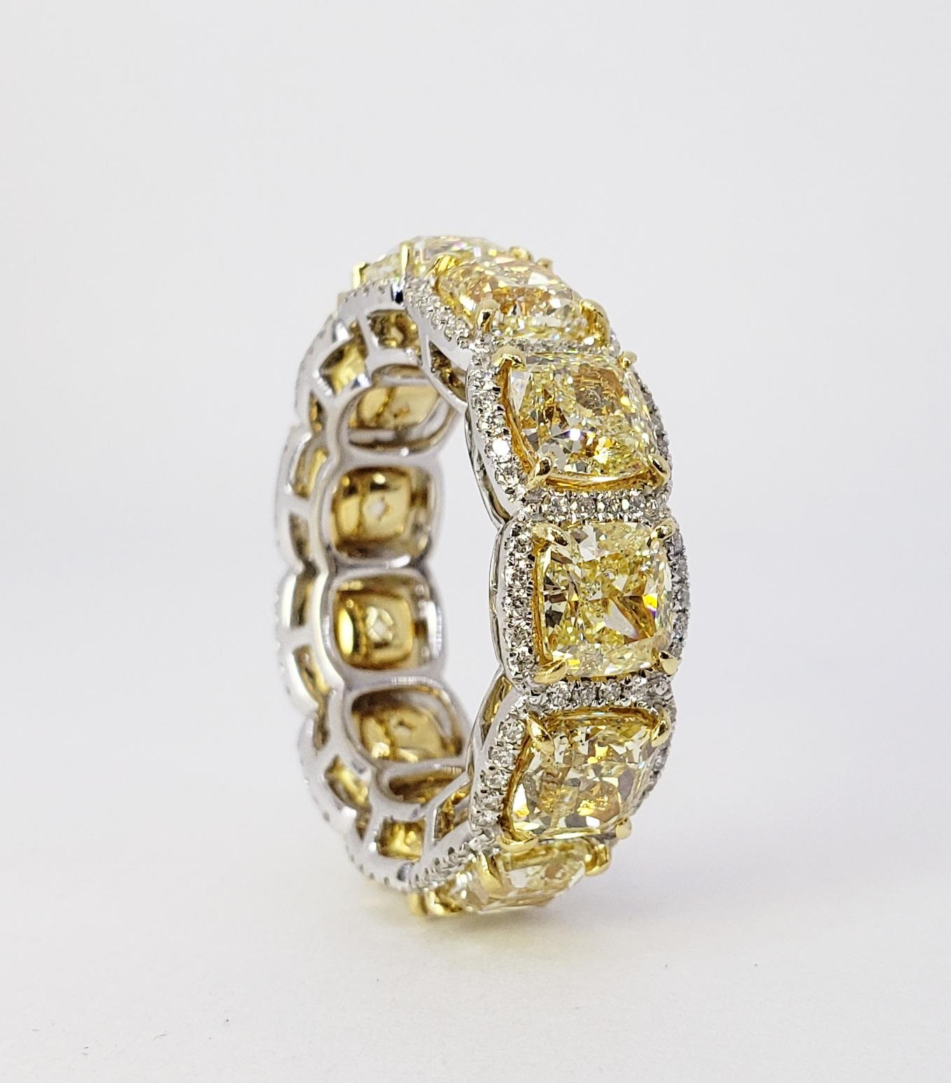 Modern David Rosenberg 12.74 Total Carats Fancy Yellow Diamond Eternity Wedding Band  For Sale
