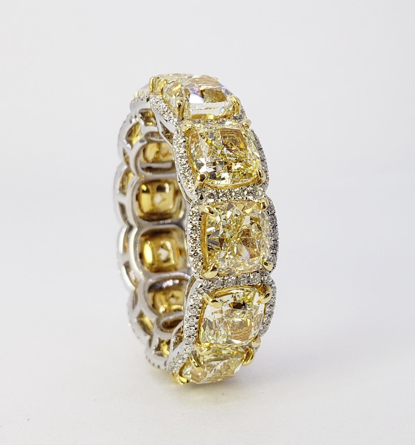David Rosenberg 12.74 Total Carats Fancy Yellow Diamond Eternity Wedding Band  In New Condition For Sale In Boca Raton, FL