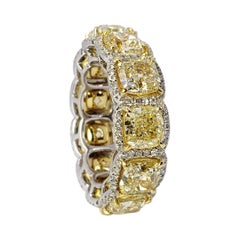 David Rosenberg 12.74 Total Carats Fancy Yellow Diamond Eternity Wedding Band 