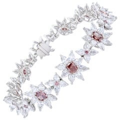 David Rosenberg, bracelet en diamants d'Argyle roses foncés/roses orangés fantaisies de 13 carats, certifiés par le GIA