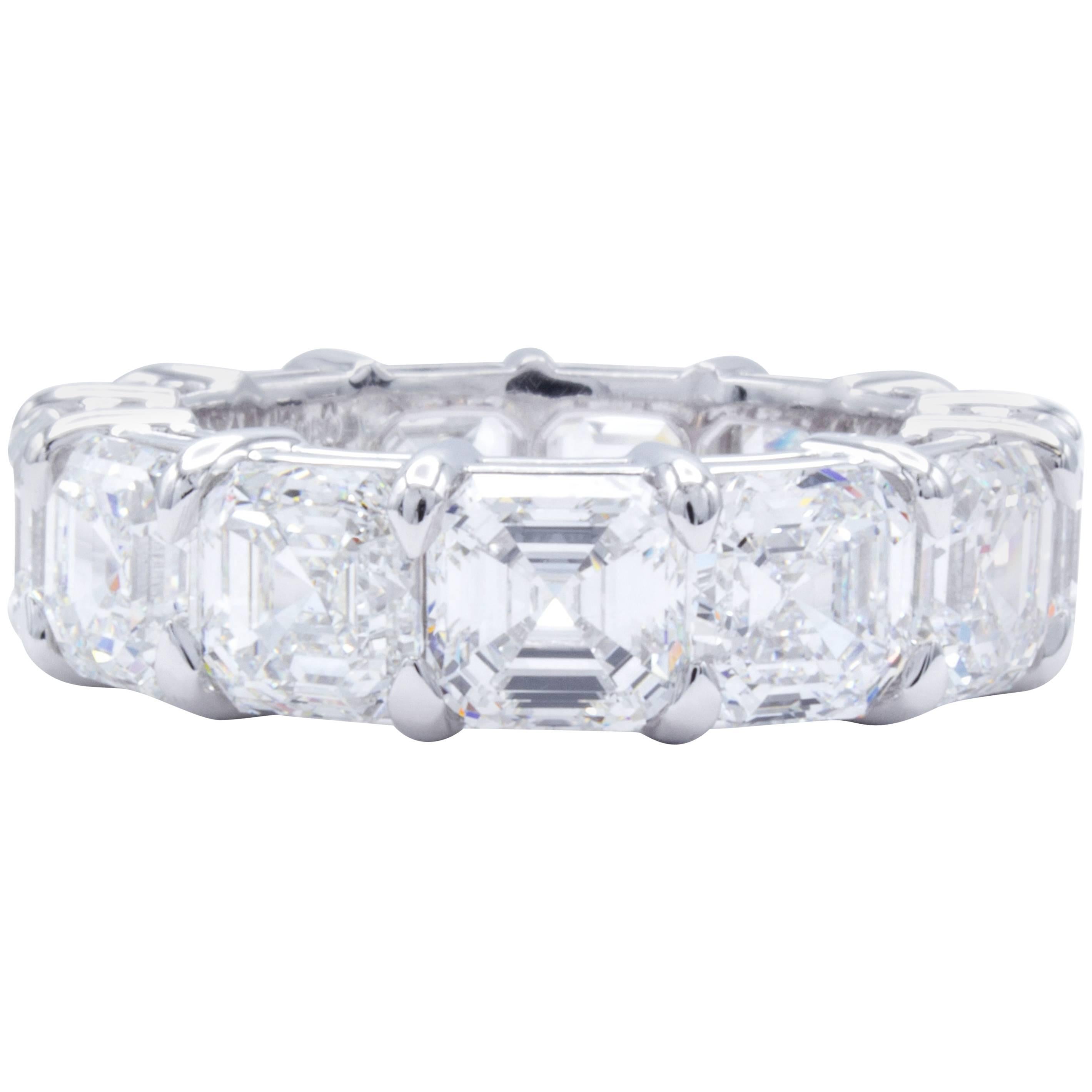 David Rosenberg 13 Carat GIA Asscher Platinum Diamond Eternity Wedding Band