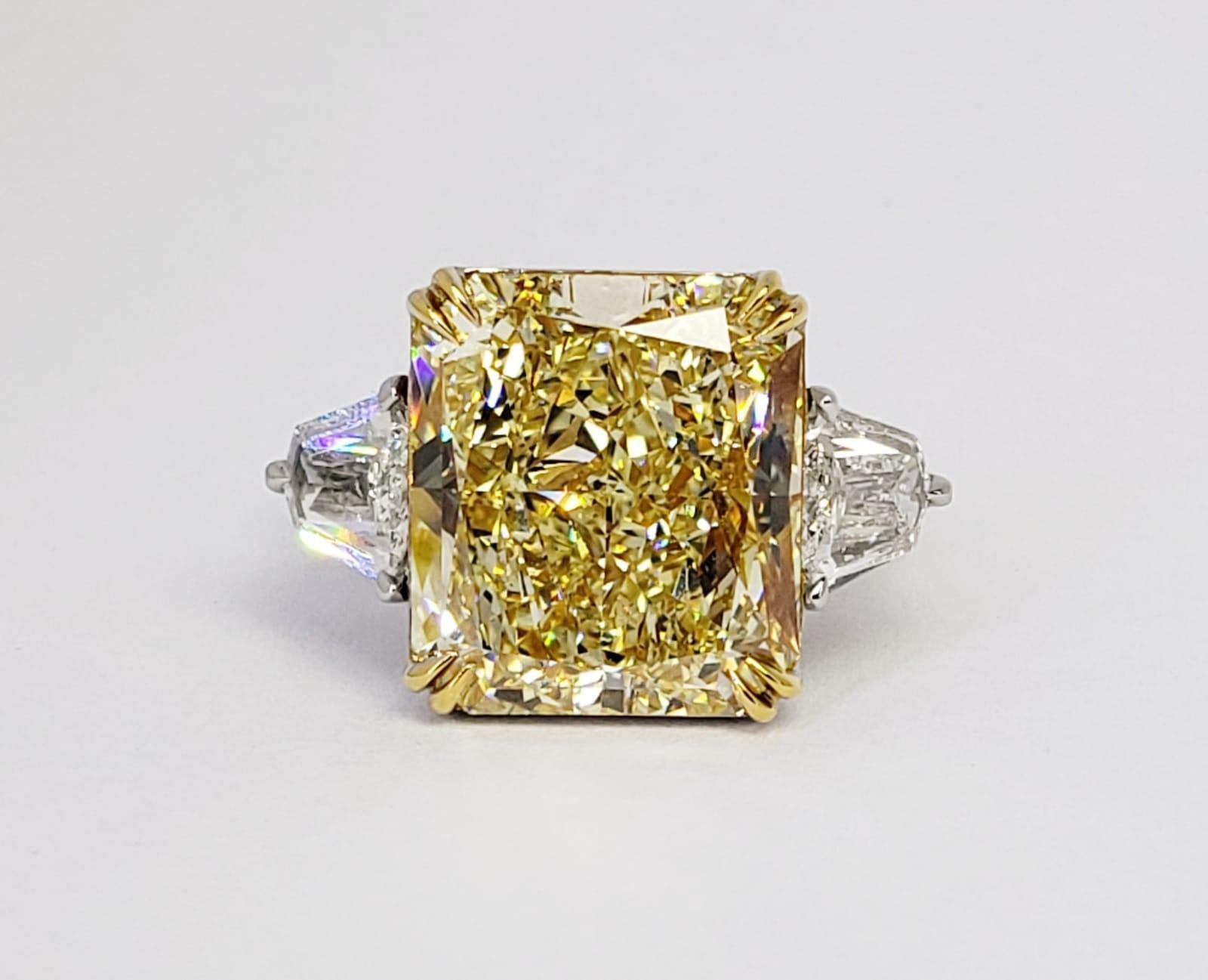 David Rosenberg 13.03 Carat Radiant Light Yellow VS2 GIA Diamond Ring 4