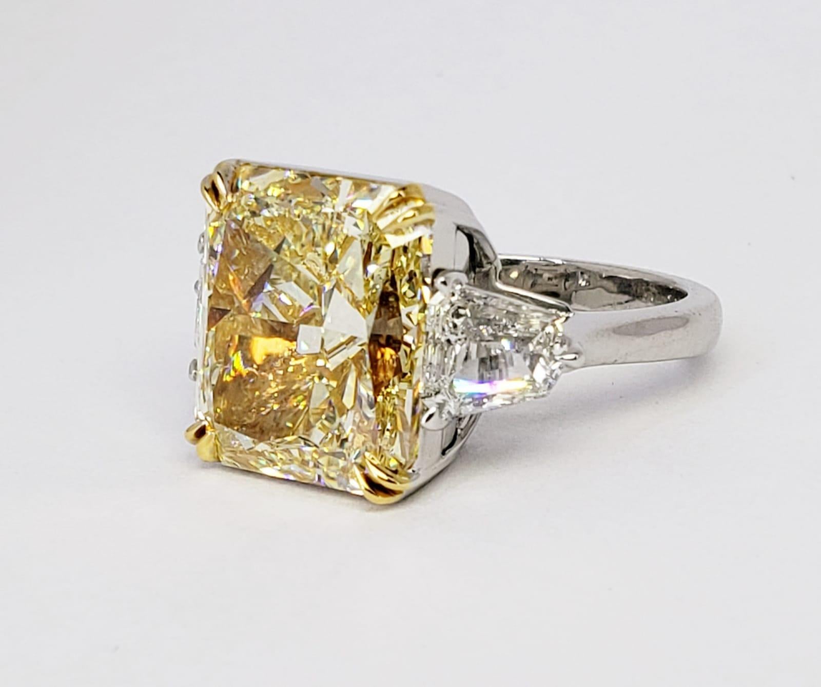 David Rosenberg 13.03 Carat Radiant Light Yellow VS2 GIA Diamond Ring 5