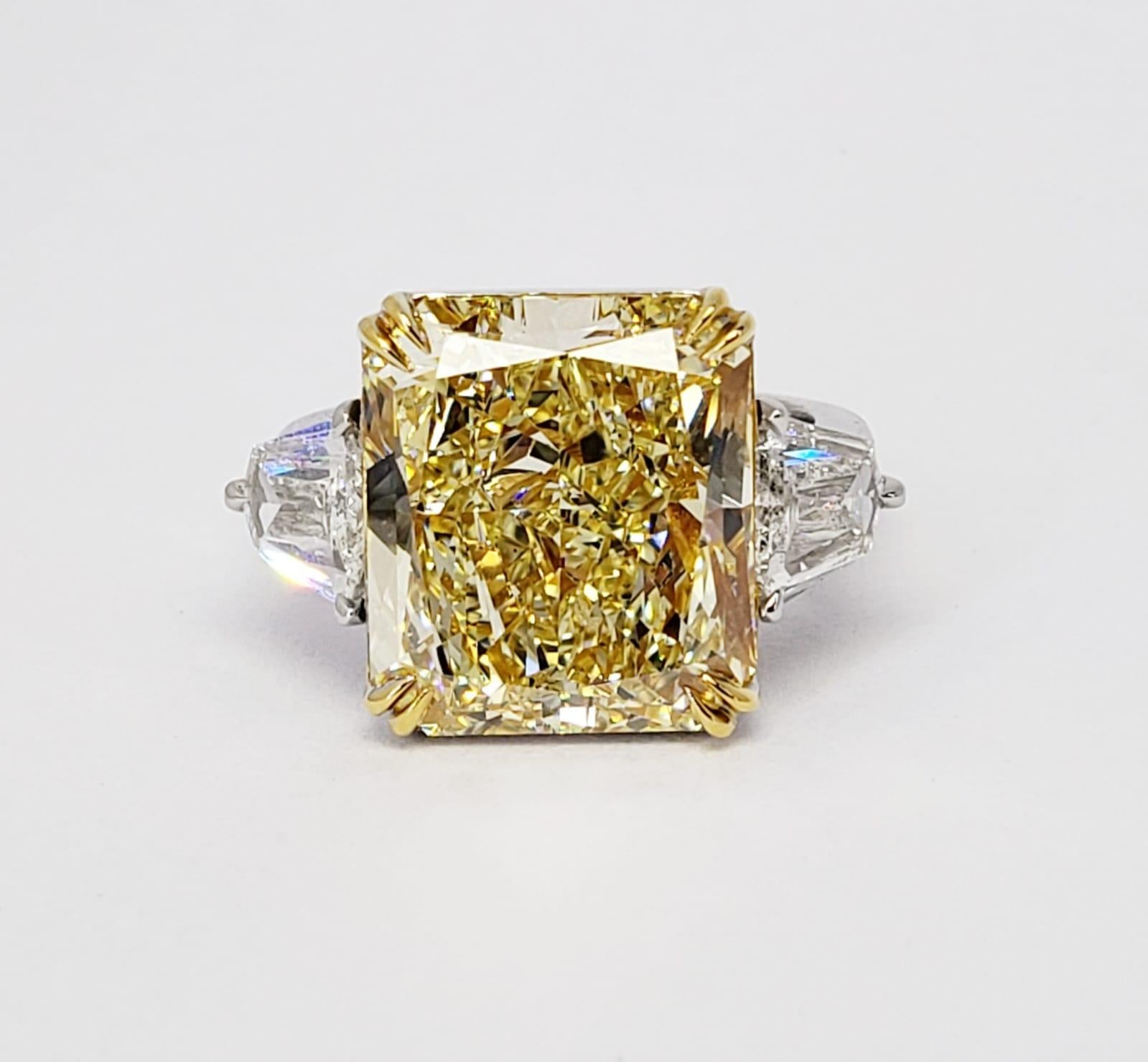 David Rosenberg 13.03 Carat Radiant Light Yellow VS2 GIA Diamond Ring 8