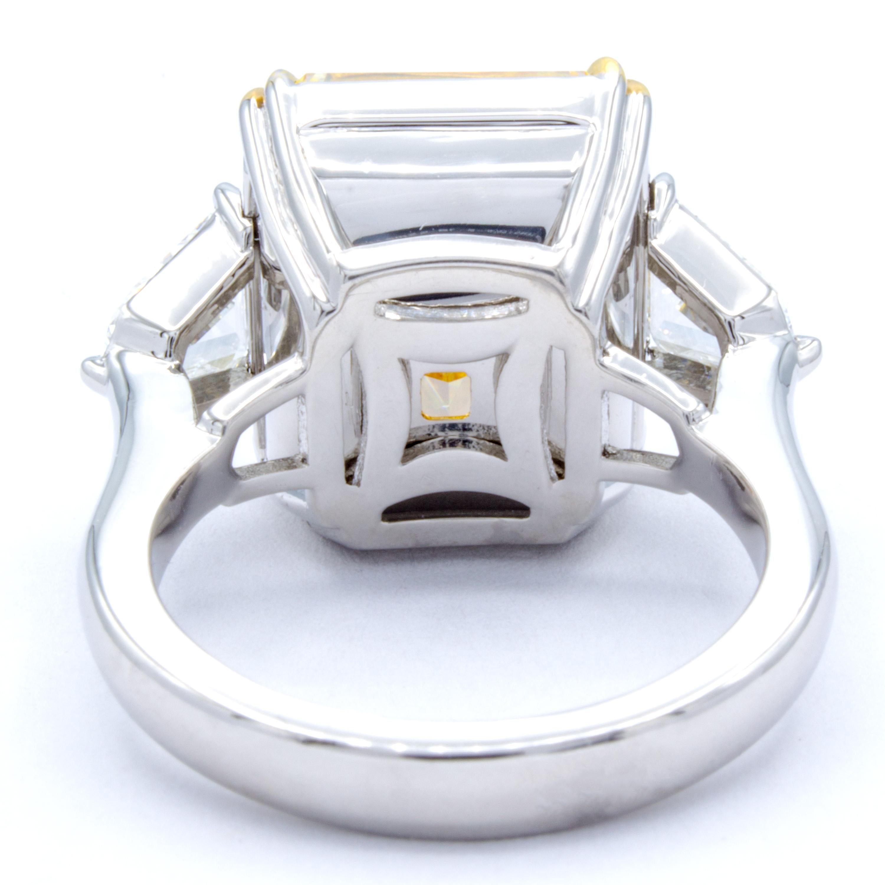 David Rosenberg 13.03 Carat Radiant Light Yellow VS2 GIA Diamond Ring In New Condition In Boca Raton, FL