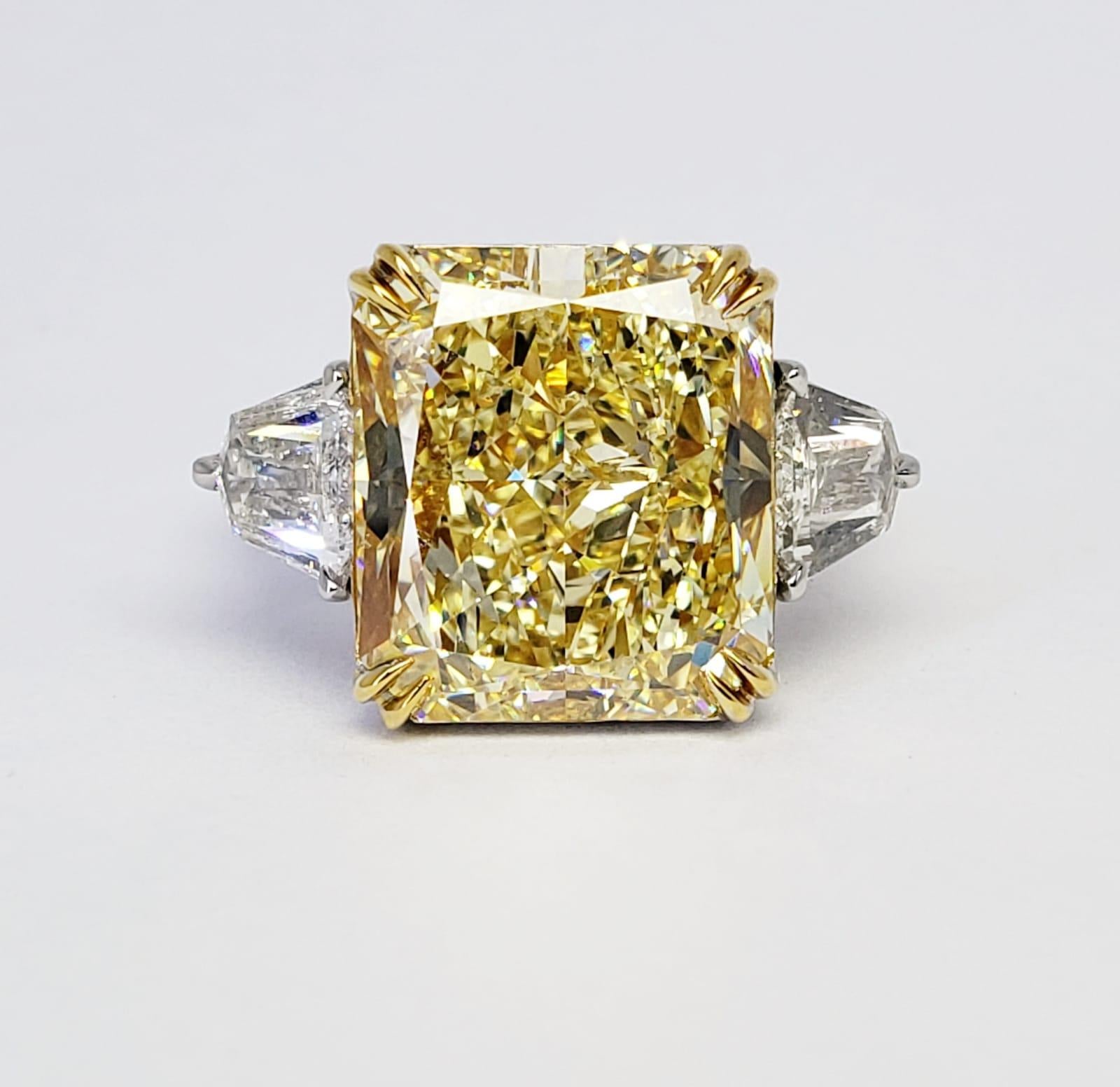 David Rosenberg 13.03 Carat Radiant Light Yellow VS2 GIA Diamond Ring 3