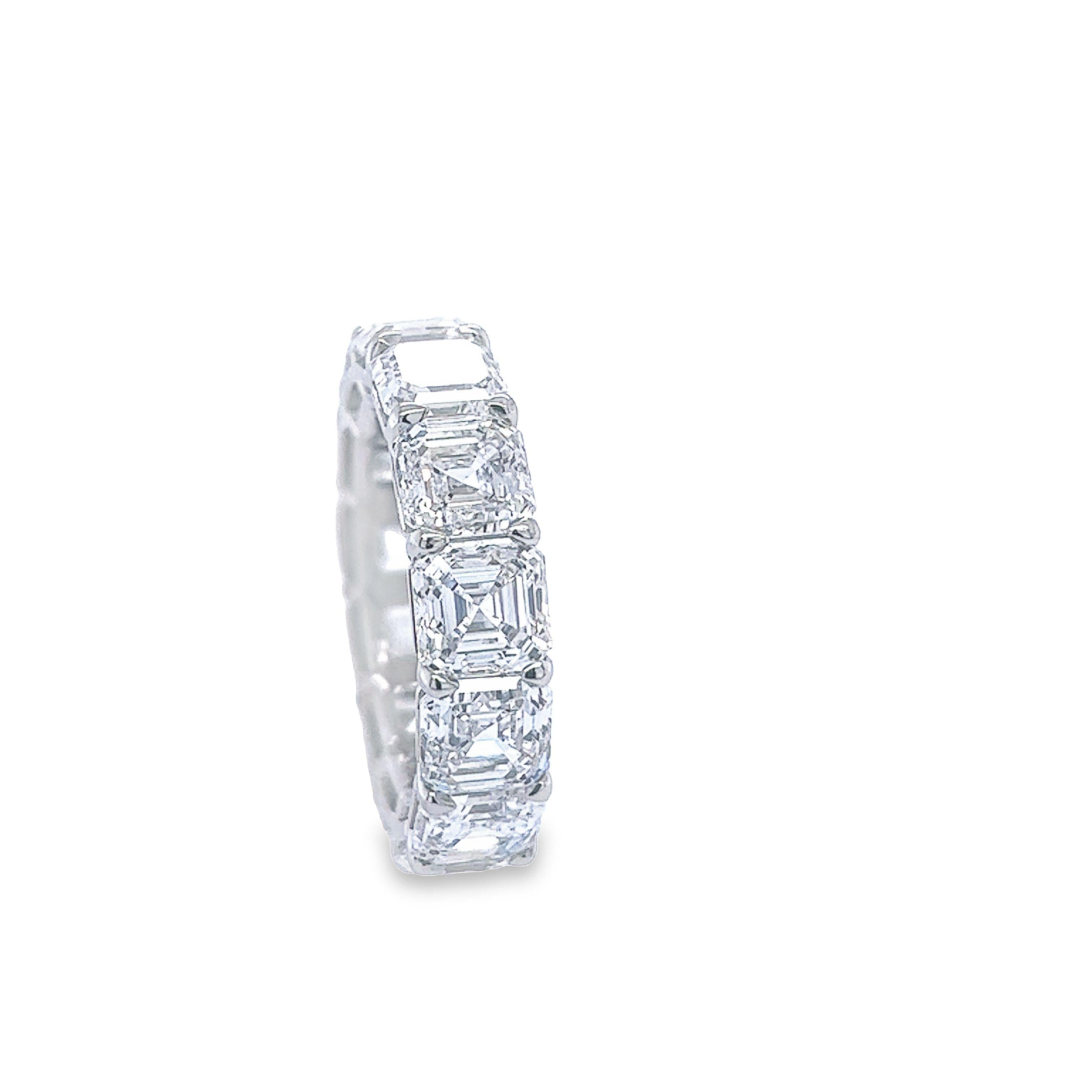 Modern David Rosenberg 13.16 Total Carats Asscher Cut GIA Diamond Eternity Wedding Band For Sale