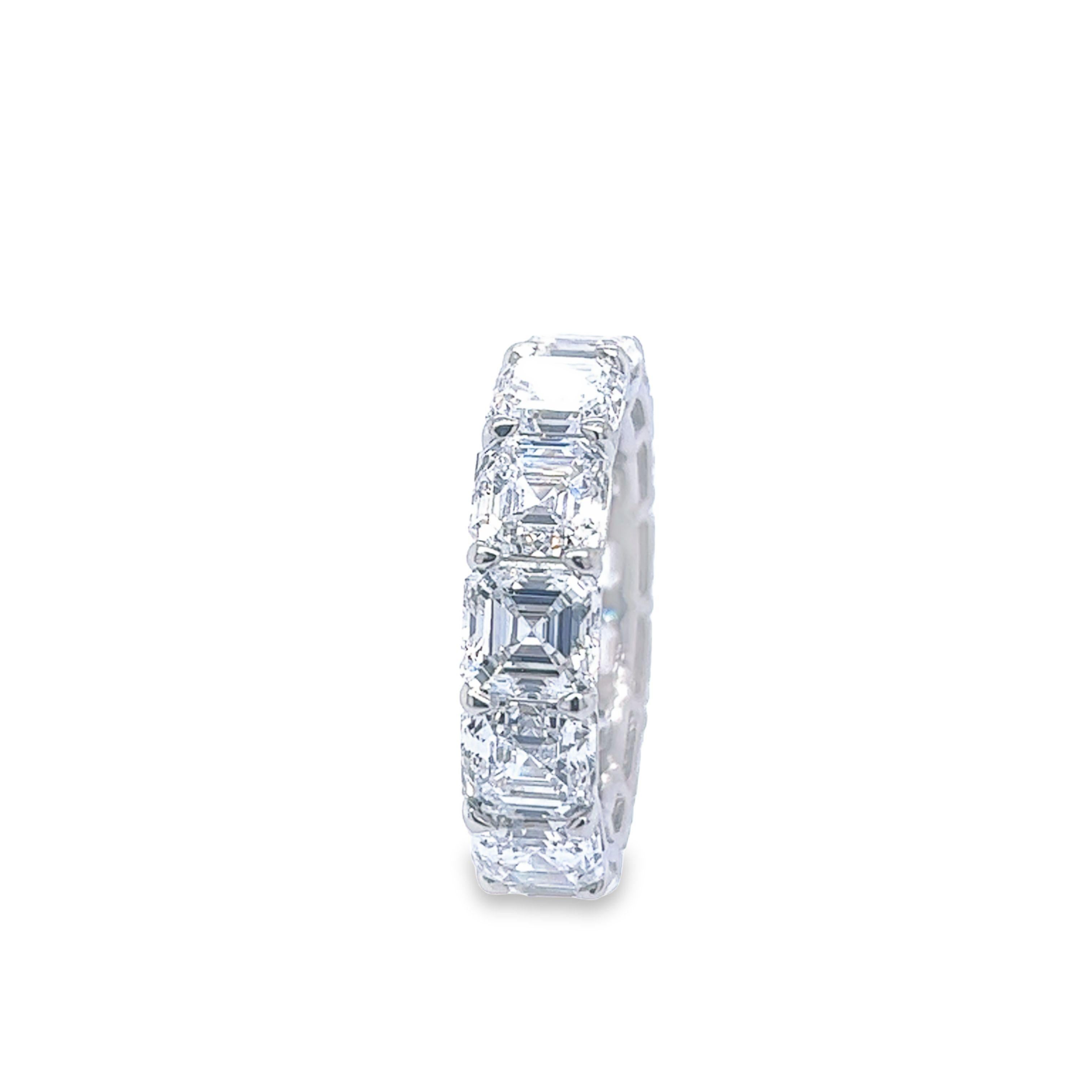 David Rosenberg 13.16 Total Carats Asscher Cut GIA Diamond Eternity Wedding Band In New Condition For Sale In Boca Raton, FL