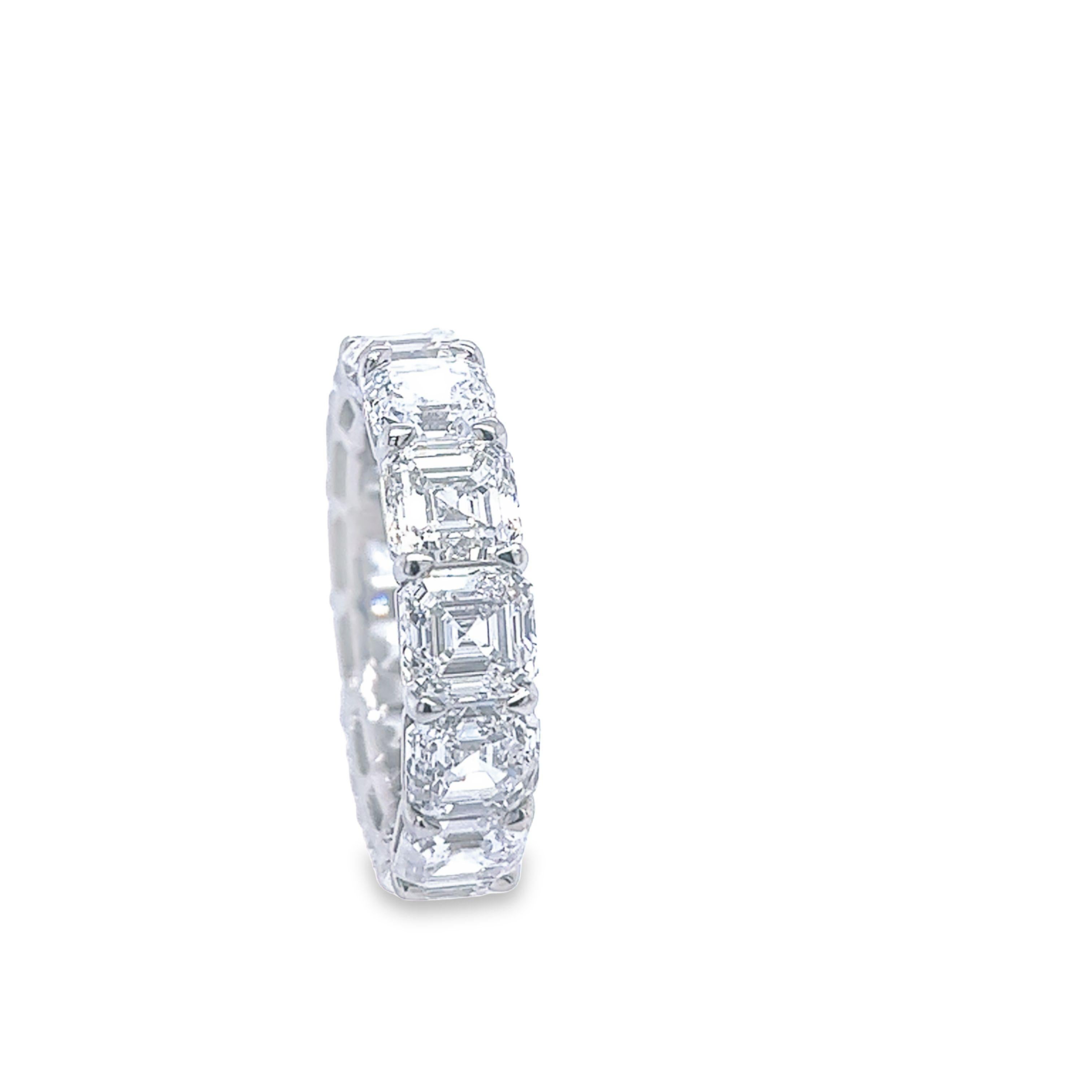 David Rosenberg 13.16 Total Carats Asscher Cut GIA Diamond Eternity Wedding Band For Sale 2