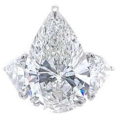 David Rosenberg 13.34 Carat Pear Shape GIA 3 Stone Diamond Engagement Ring