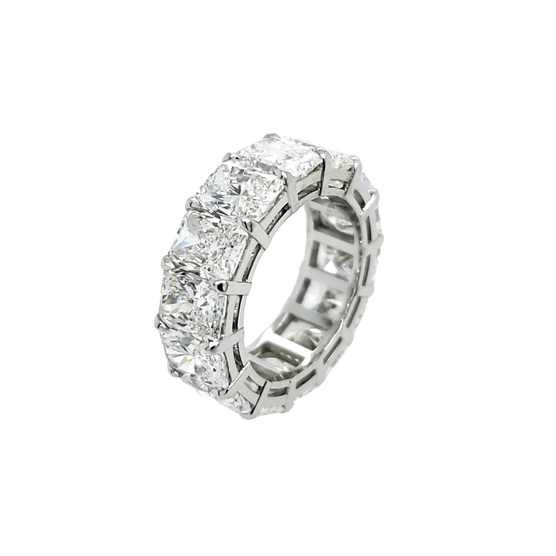 David Rosenberg Alliance d'éternité en diamants taille radiant de 14.17 carats au total, certifiés GIA en vente 1
