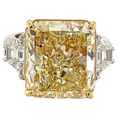 David Rosenberg 14,32 Karat strahlender GIA Gelb 3 Stone Diamant Verlobungsring