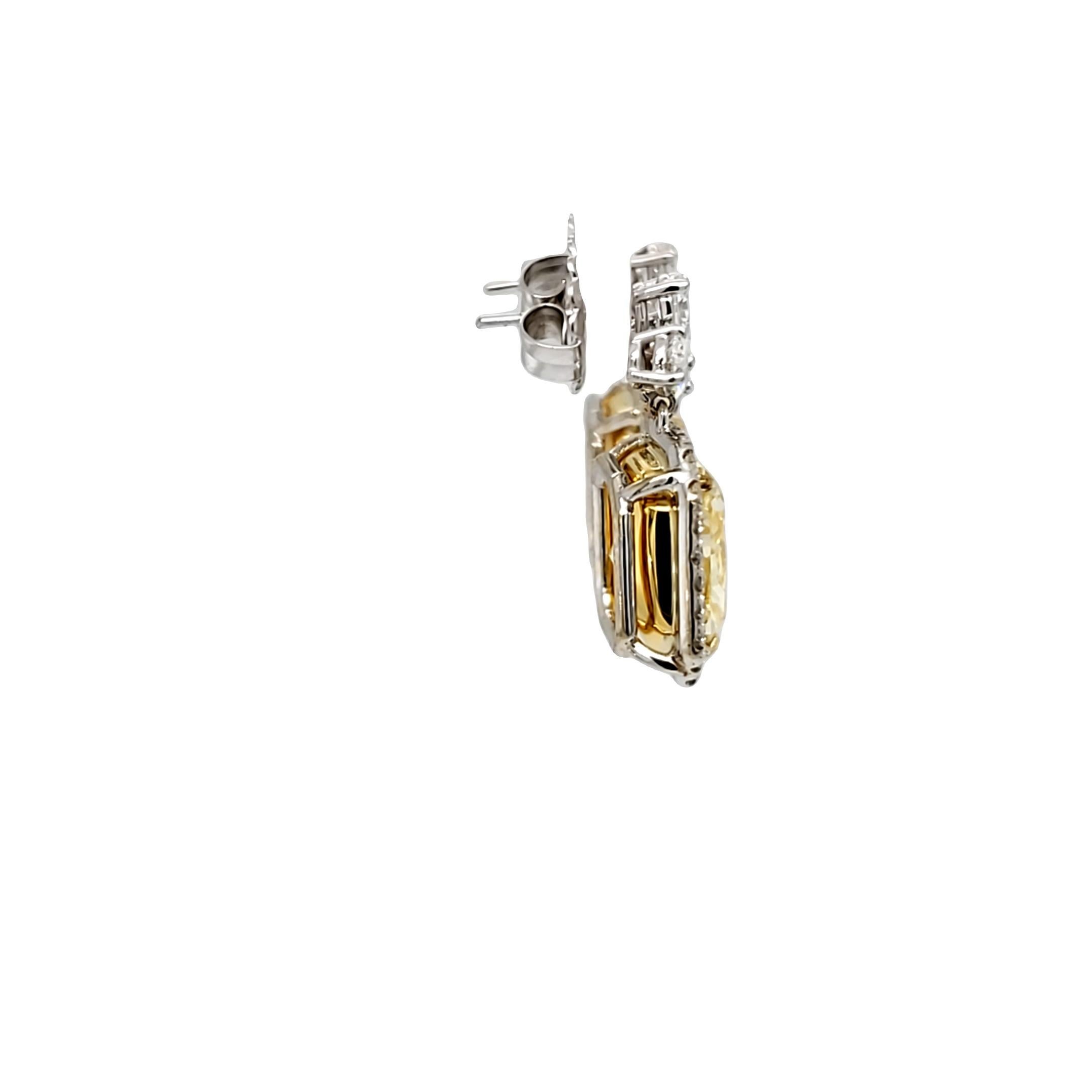 14,37 Karat strahlende gelbe GIA-Diamant-Tropfen-Ohrringe von David Rosenberg im Angebot 1