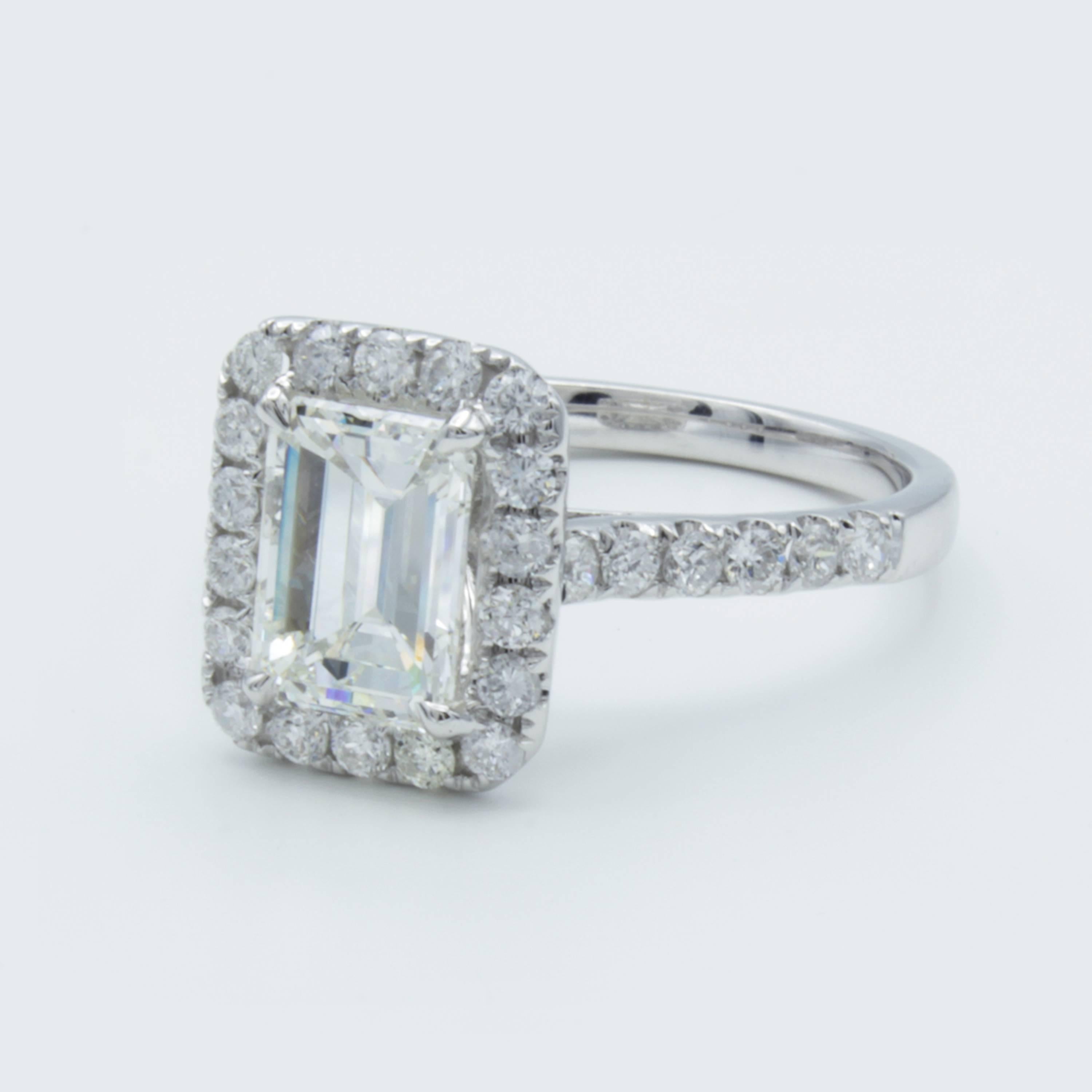 Modern David Rosenberg 1.51 Carat GIA Emerald 18K White Gold Diamond Engagement Ring