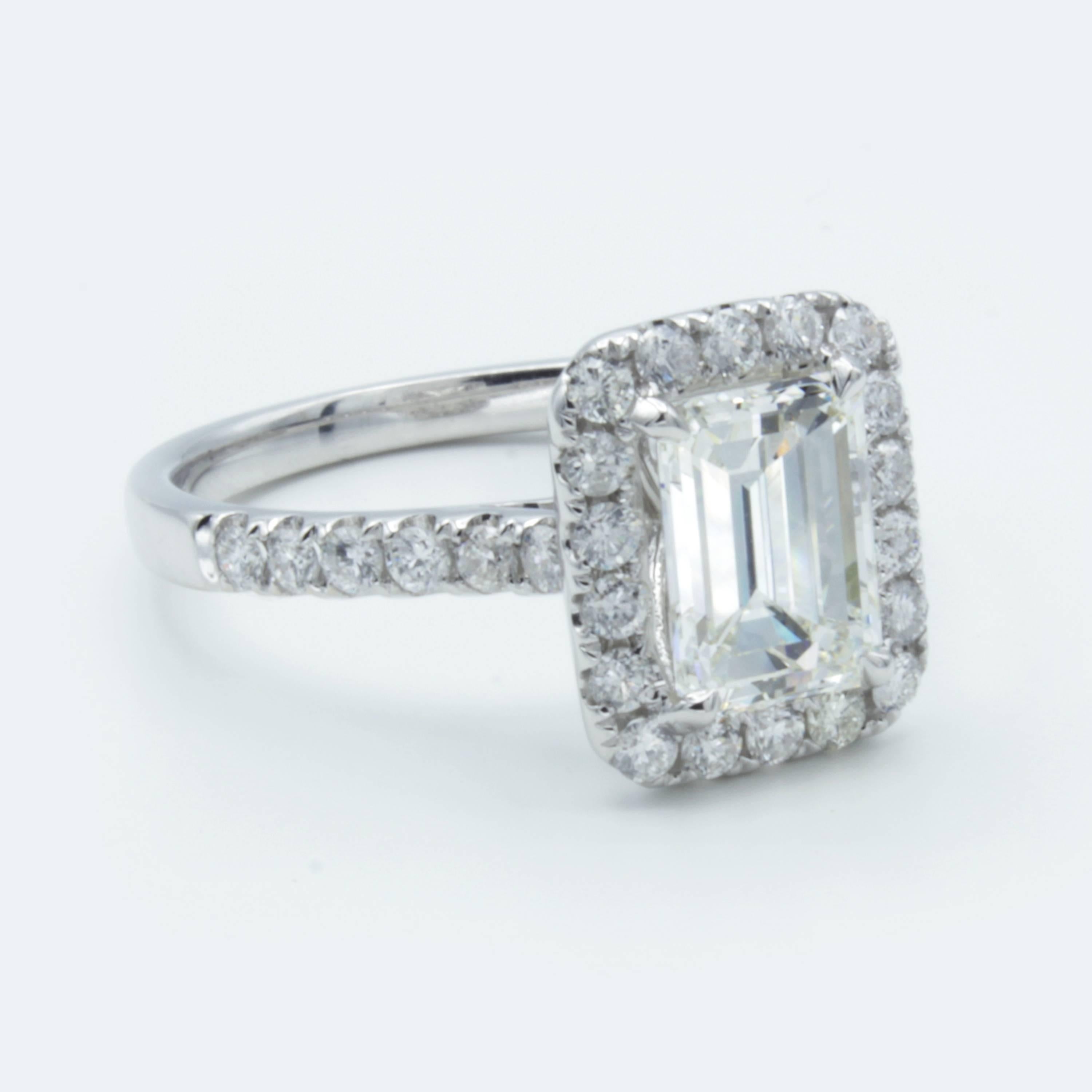 Women's David Rosenberg 1.51 Carat GIA Emerald 18K White Gold Diamond Engagement Ring