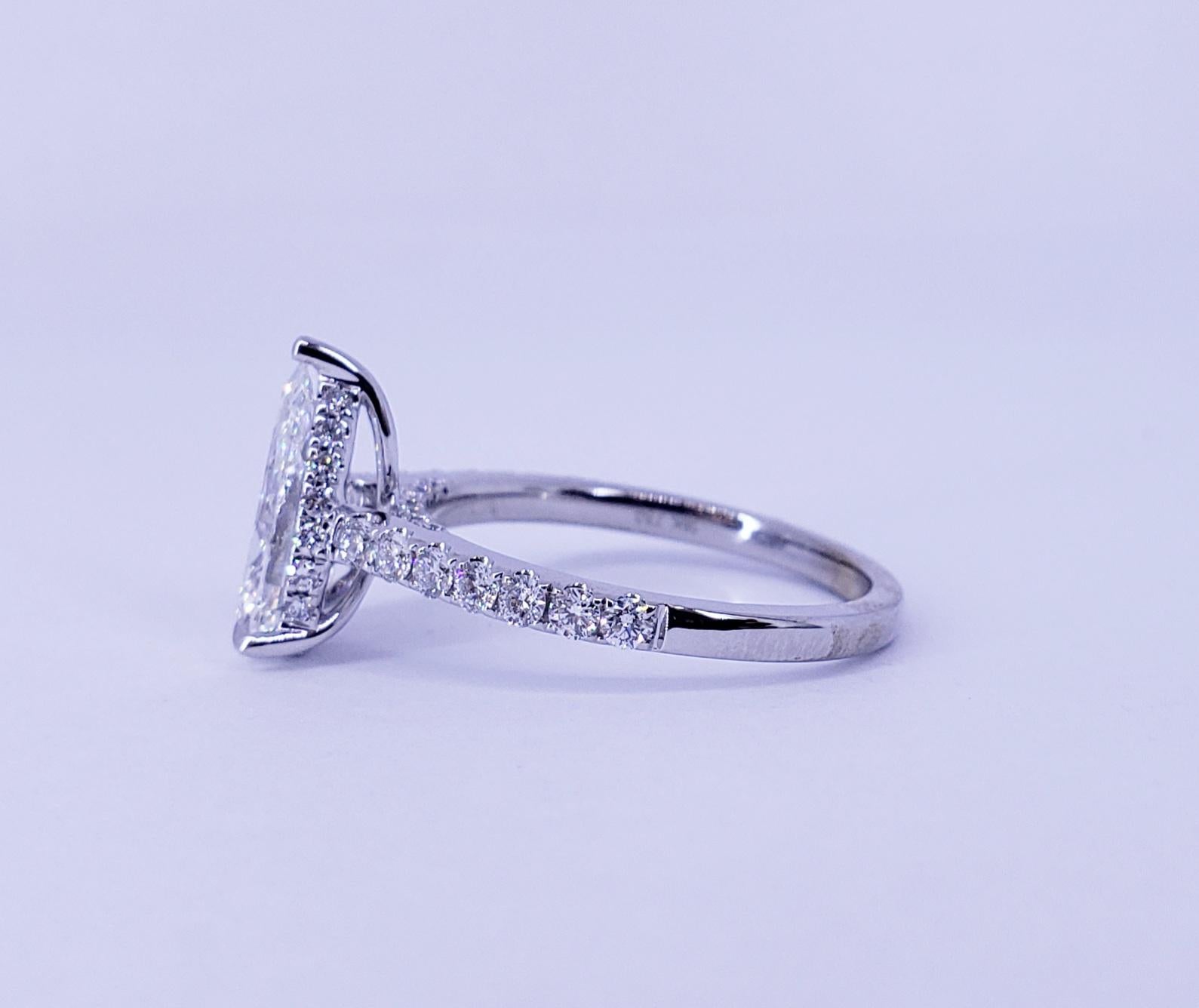 Modern David Rosenberg 1.53 Carat Pear Shape D/VS2 GIA Diamond Engagement Wedding Ring