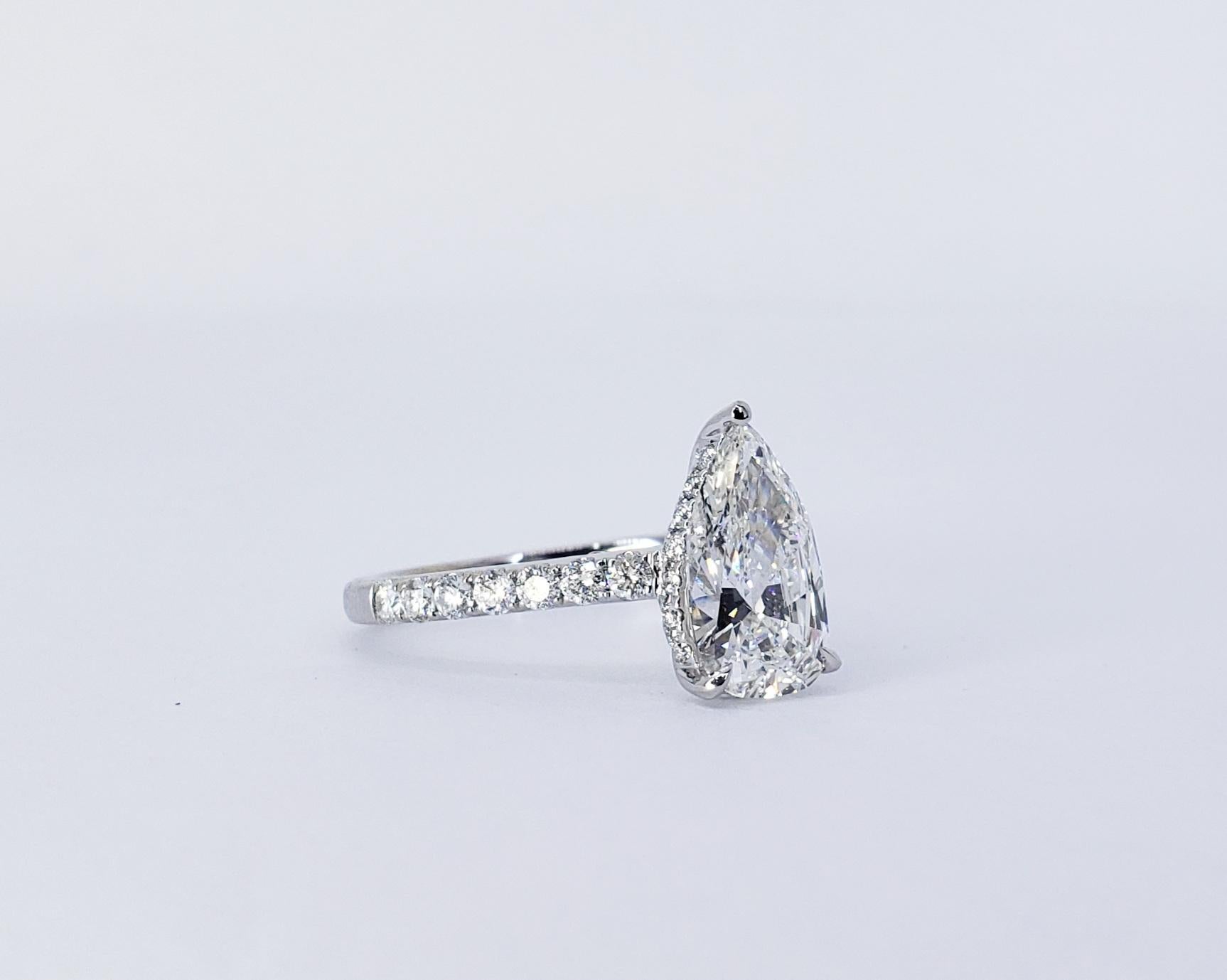 Men's David Rosenberg 1.53 Carat Pear Shape D/VS2 GIA Diamond Engagement Wedding Ring