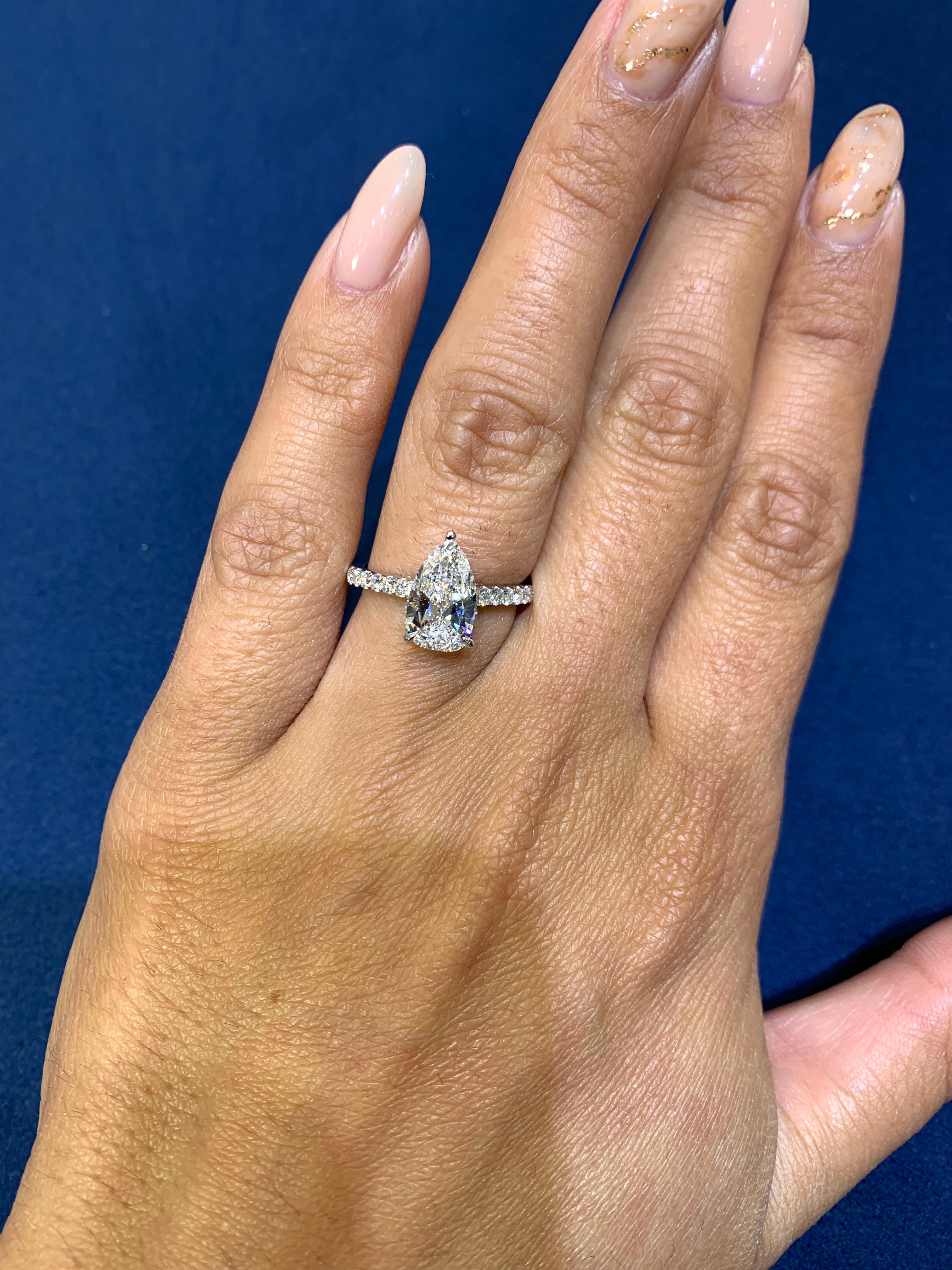 David Rosenberg 1.53 Carat Pear Shape D/VS2 GIA Diamond Engagement Wedding Ring 3