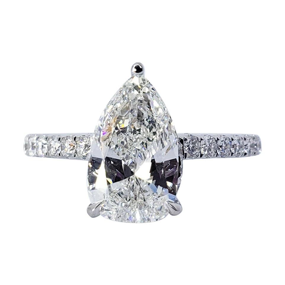 David Rosenberg 1.53 Carat Pear Shape D/VS2 GIA Diamond Engagement Wedding Ring