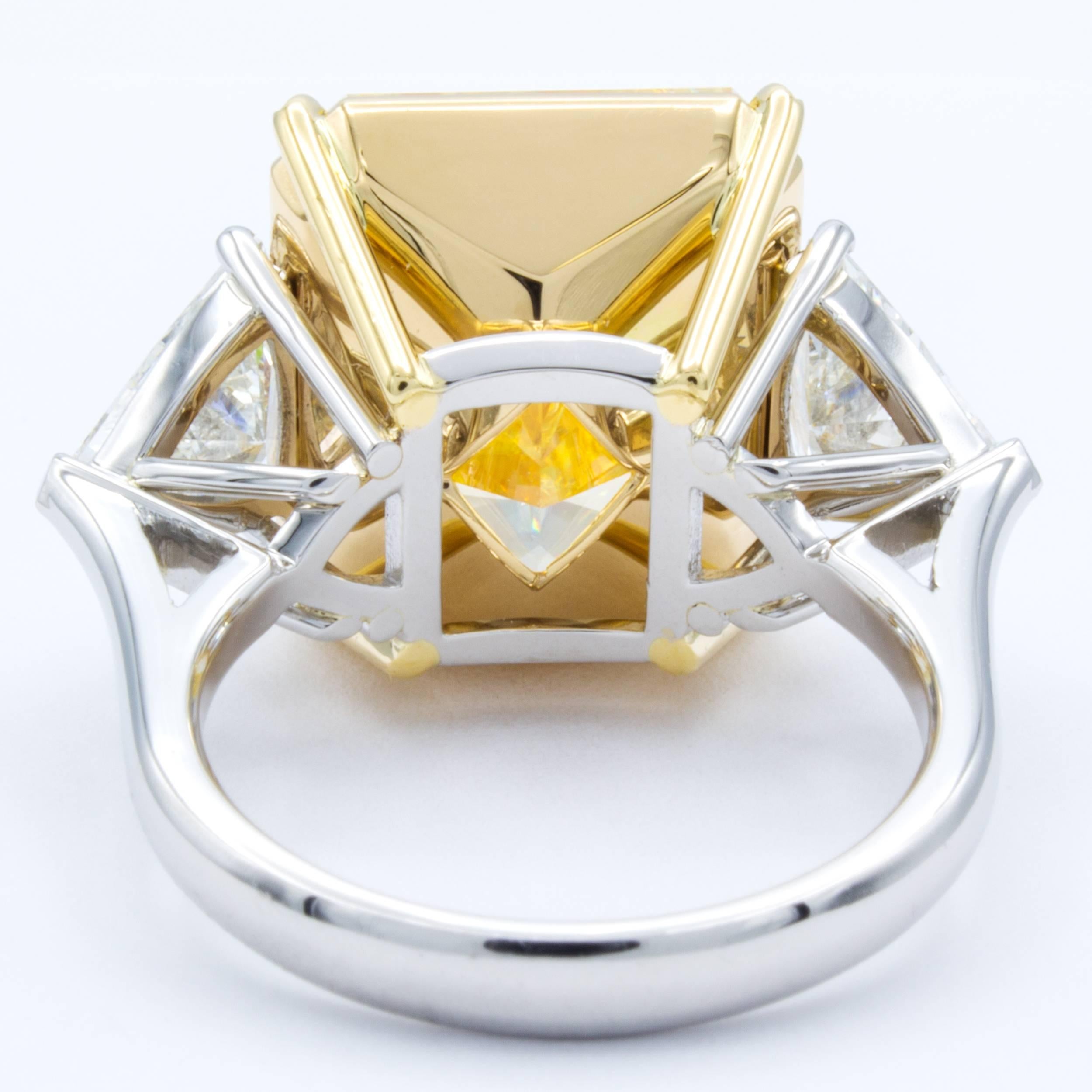 Radiant Cut David Rosenberg 15.34 Carat Radiant GIA Fancy Light Yellow Diamond Platinum Ring