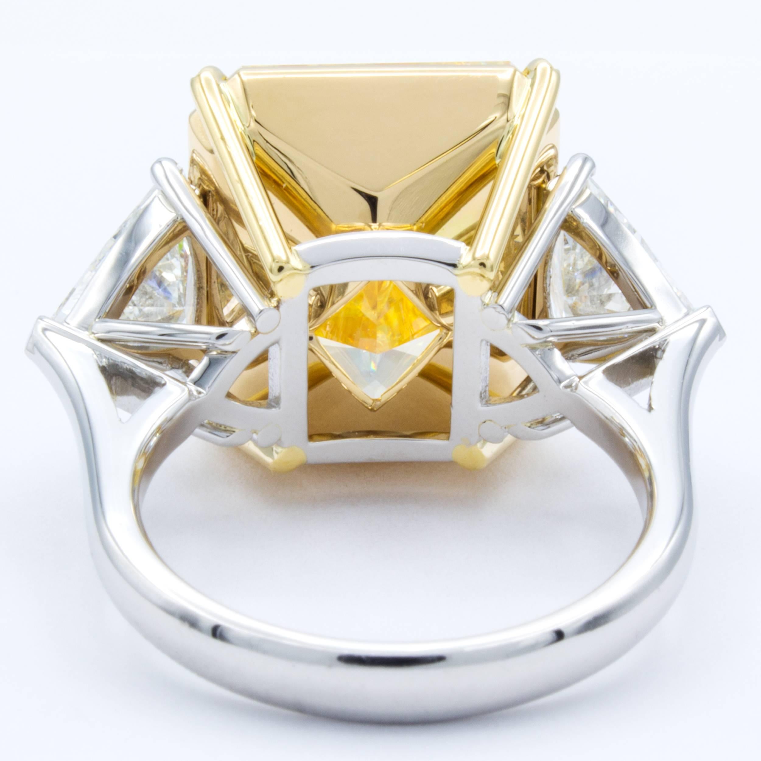 Radiant Cut David Rosenberg 15.34 Carat Radiant GIA Fancy Light Yellow Diamond Platinum Ring