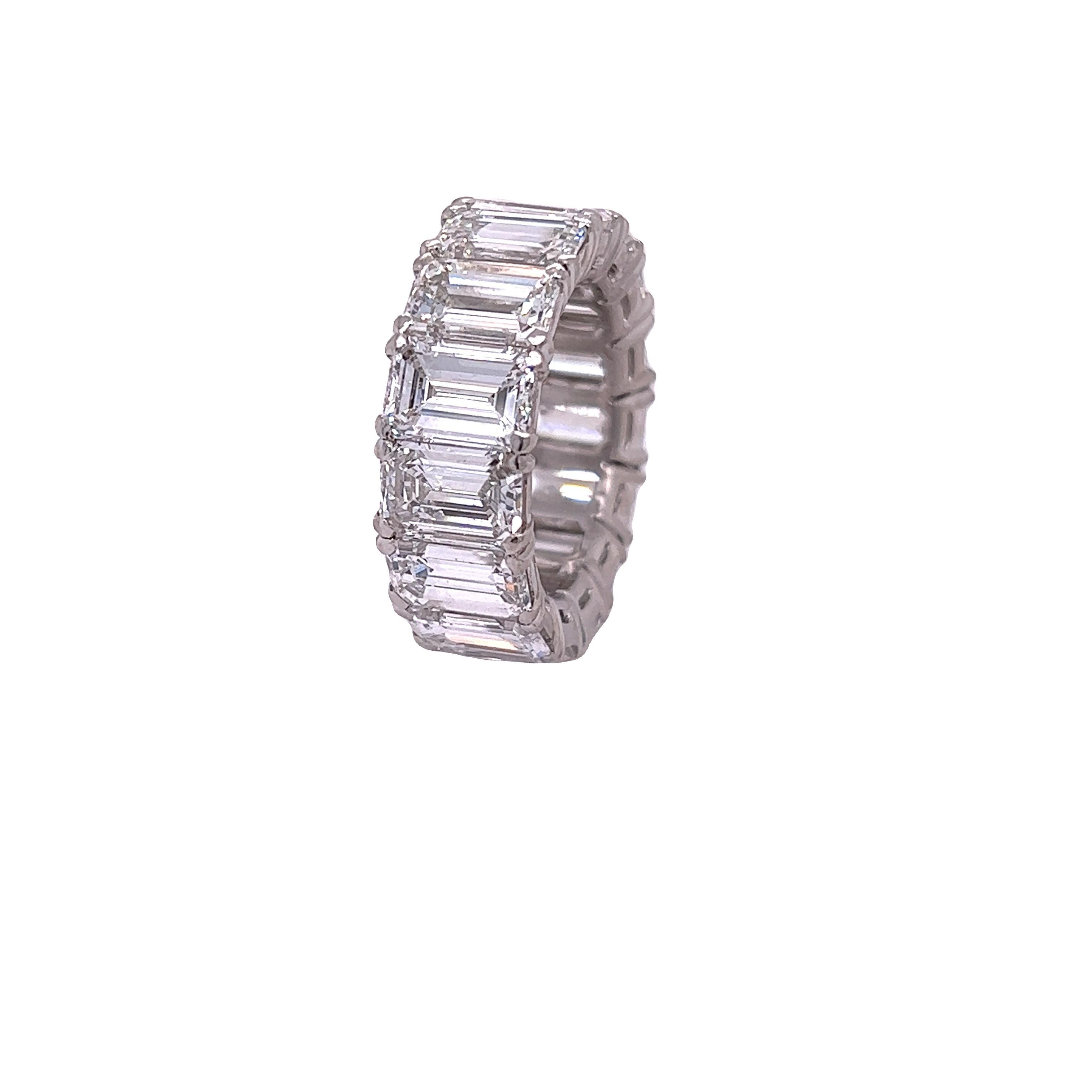 Women's David Rosenberg 15.34 Total Carats Emerald Cut GIA Diamond Eternity Wedding Band For Sale