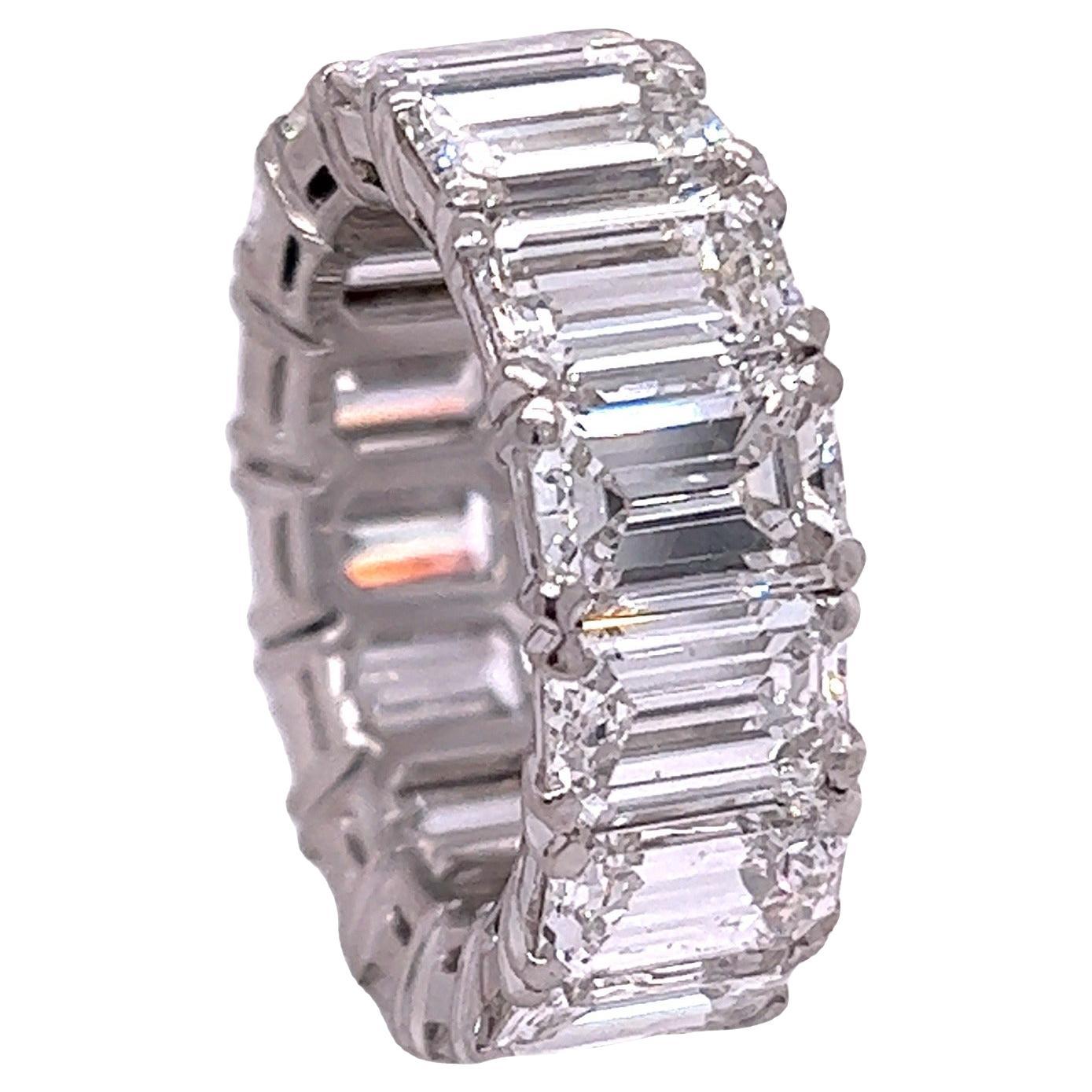 David Rosenberg 15.34 Total Carats Emerald Cut GIA Diamond Eternity Wedding Band For Sale 1