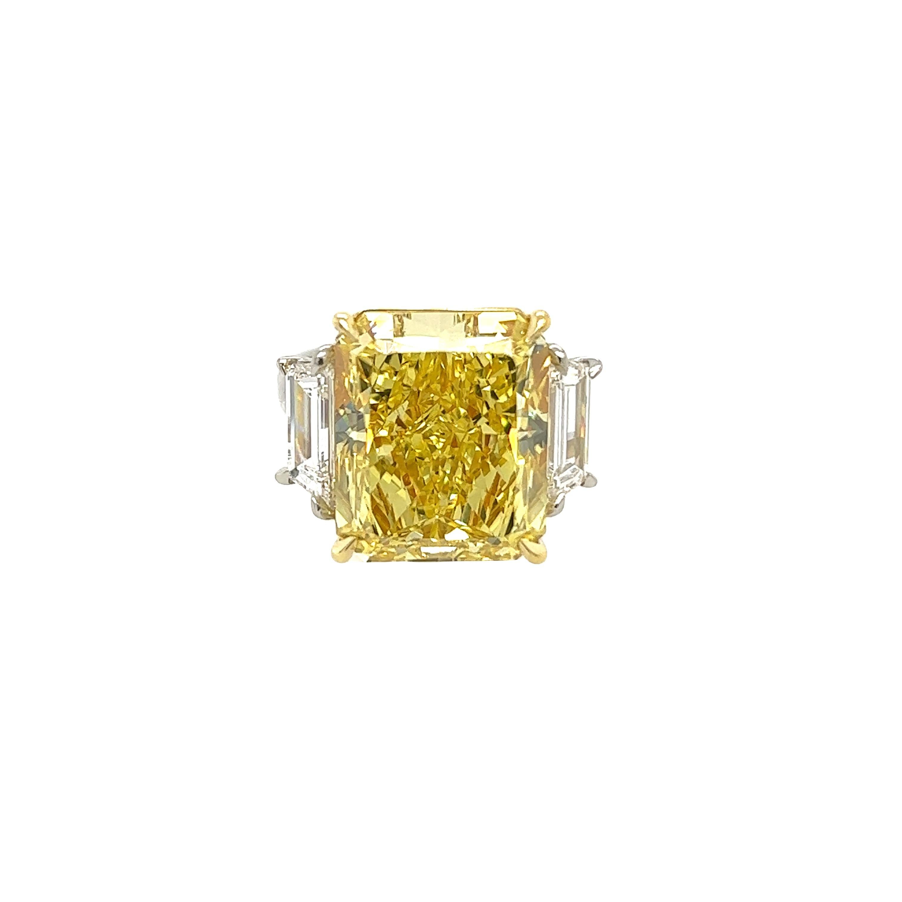 Modern David Rosenberg 15.38 Radiant Fancy Intense Yellow VS2 GIA Diamond Engagement