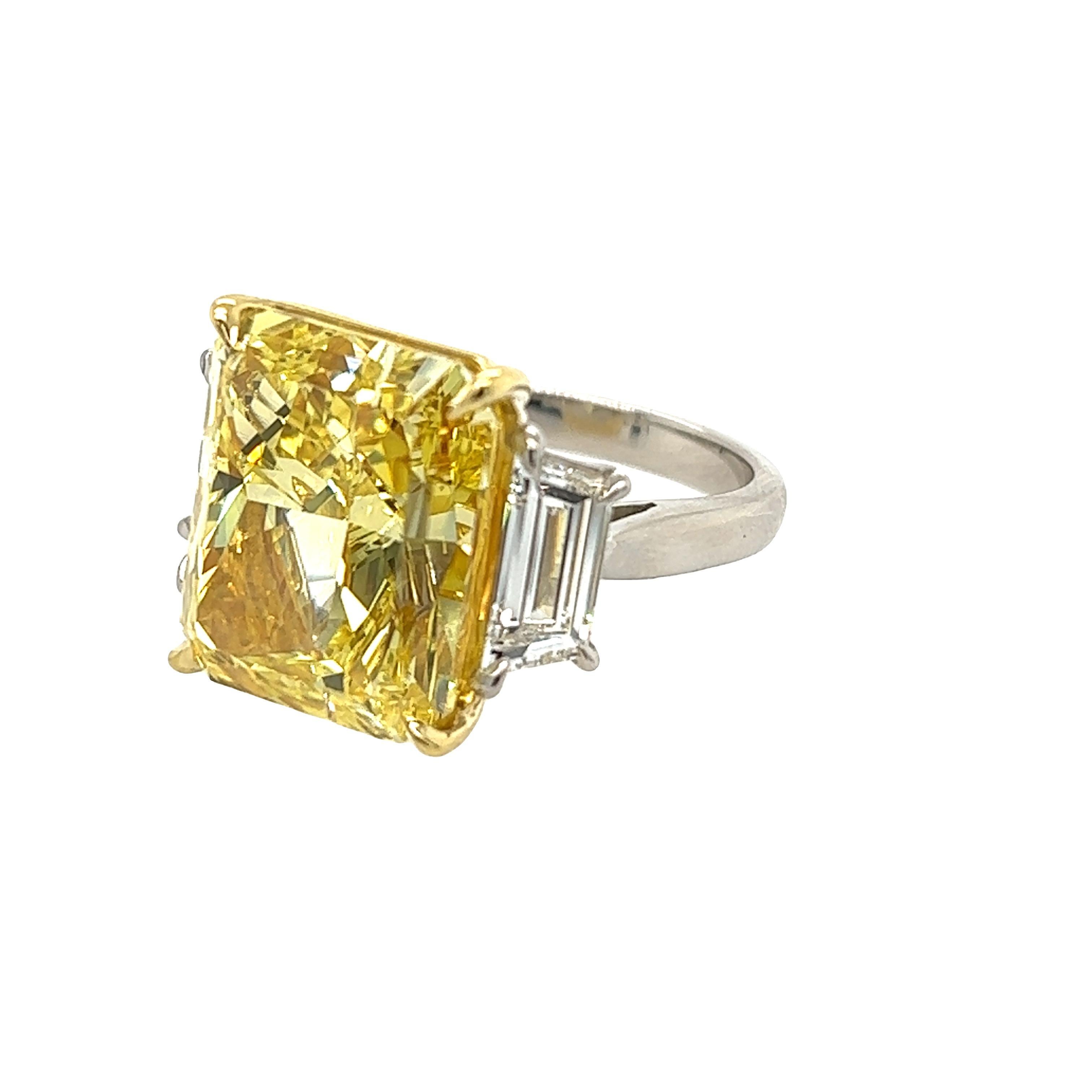 Radiant Cut David Rosenberg 15.38 Radiant Fancy Intense Yellow VS2 GIA Diamond Engagement