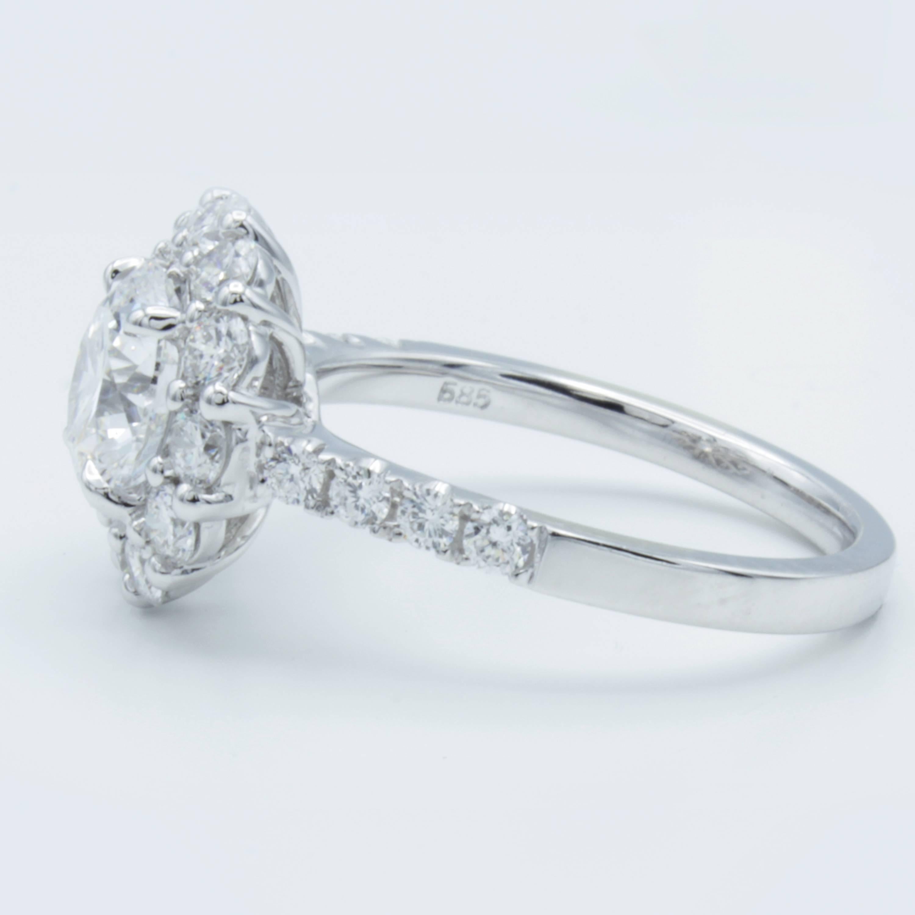 Round Cut David Rosenberg 1.54 Carat Round D/SI2 GIA Diamond Engagement Halo Ring