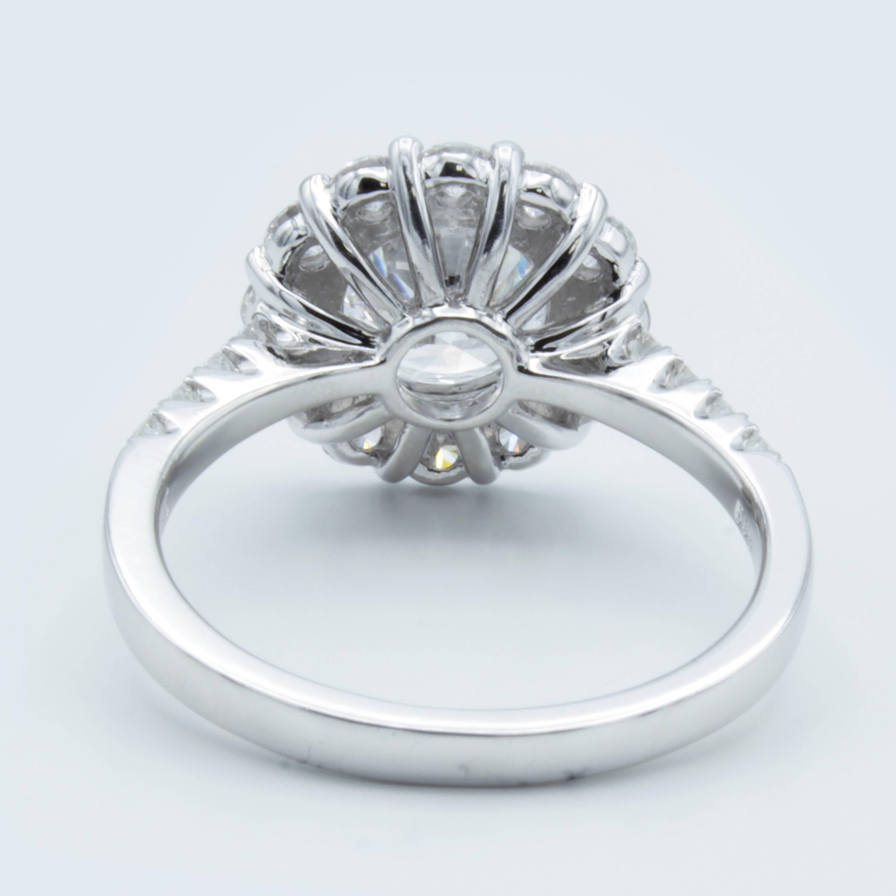 David Rosenberg 1.54 Carat Round D/SI2 GIA Diamond Engagement Halo Ring In New Condition In Boca Raton, FL