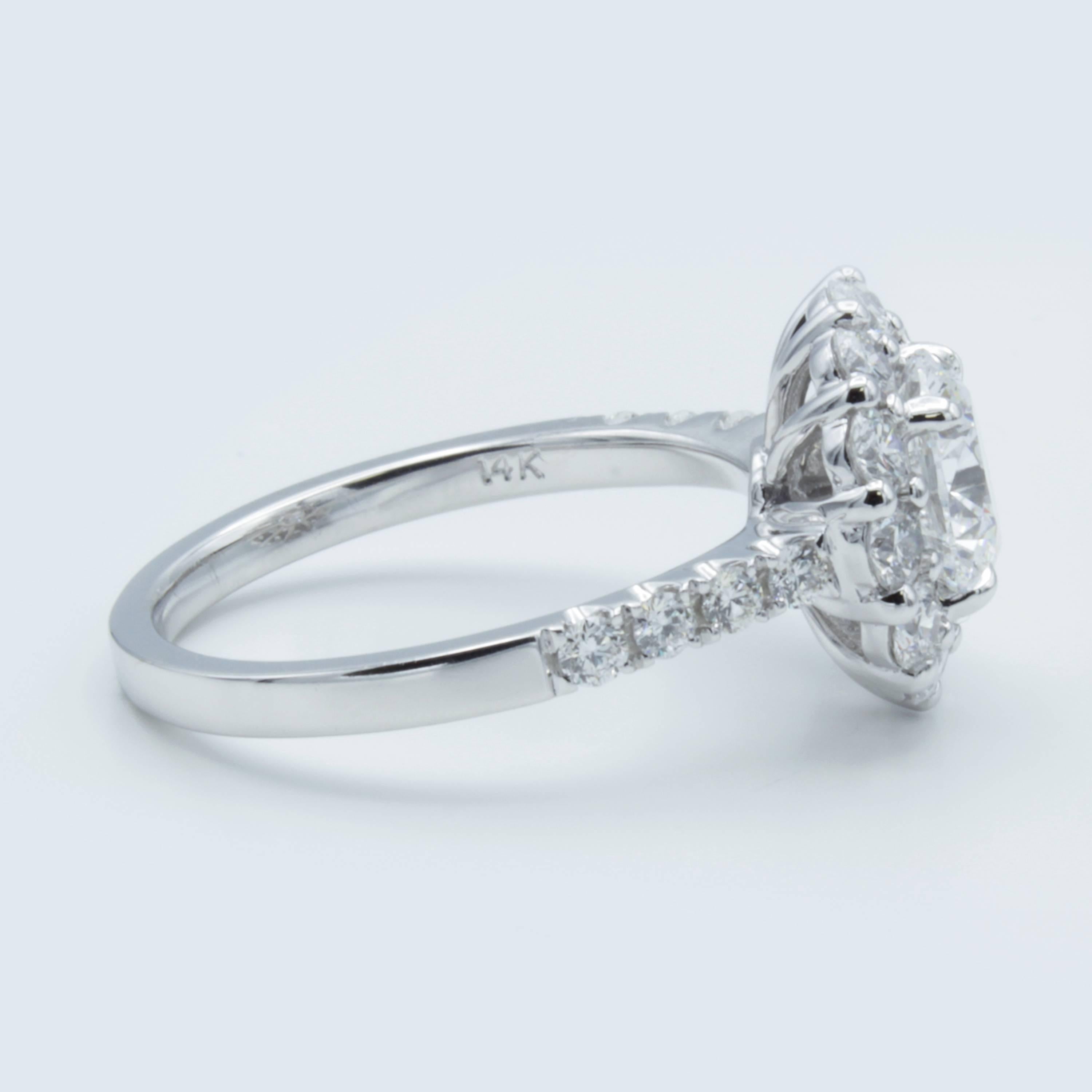 Women's David Rosenberg 1.54 Carat Round D/SI2 GIA Diamond Engagement Halo Ring