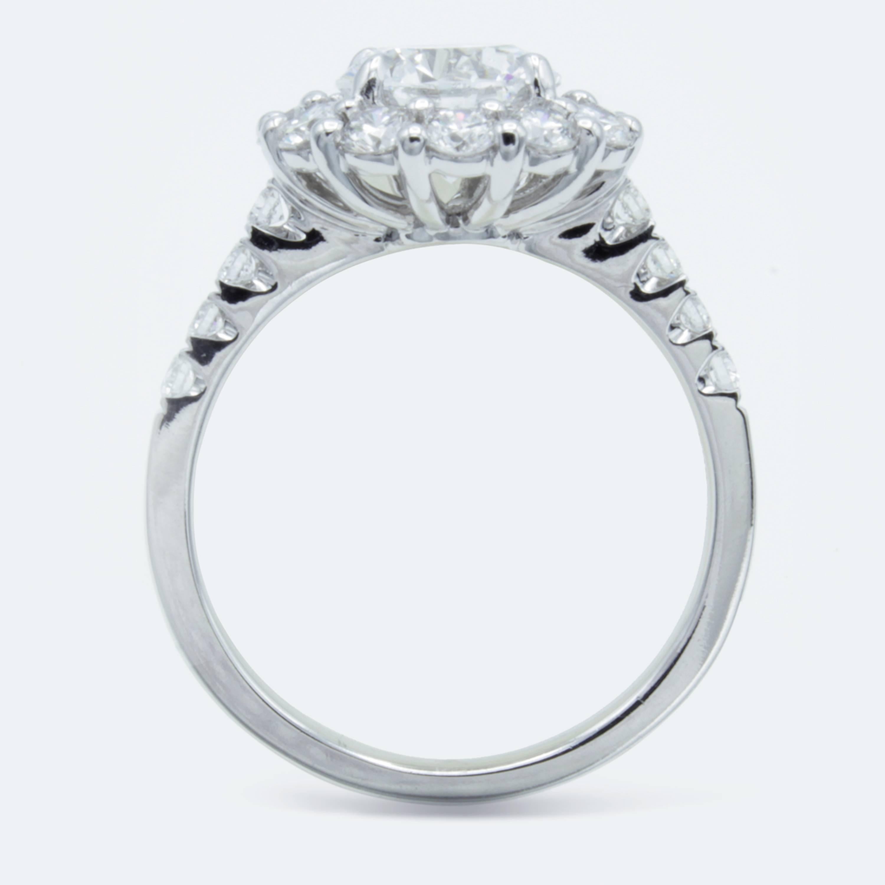 David Rosenberg 1.54 Carat Round D/SI2 GIA Diamond Engagement Halo Ring 2