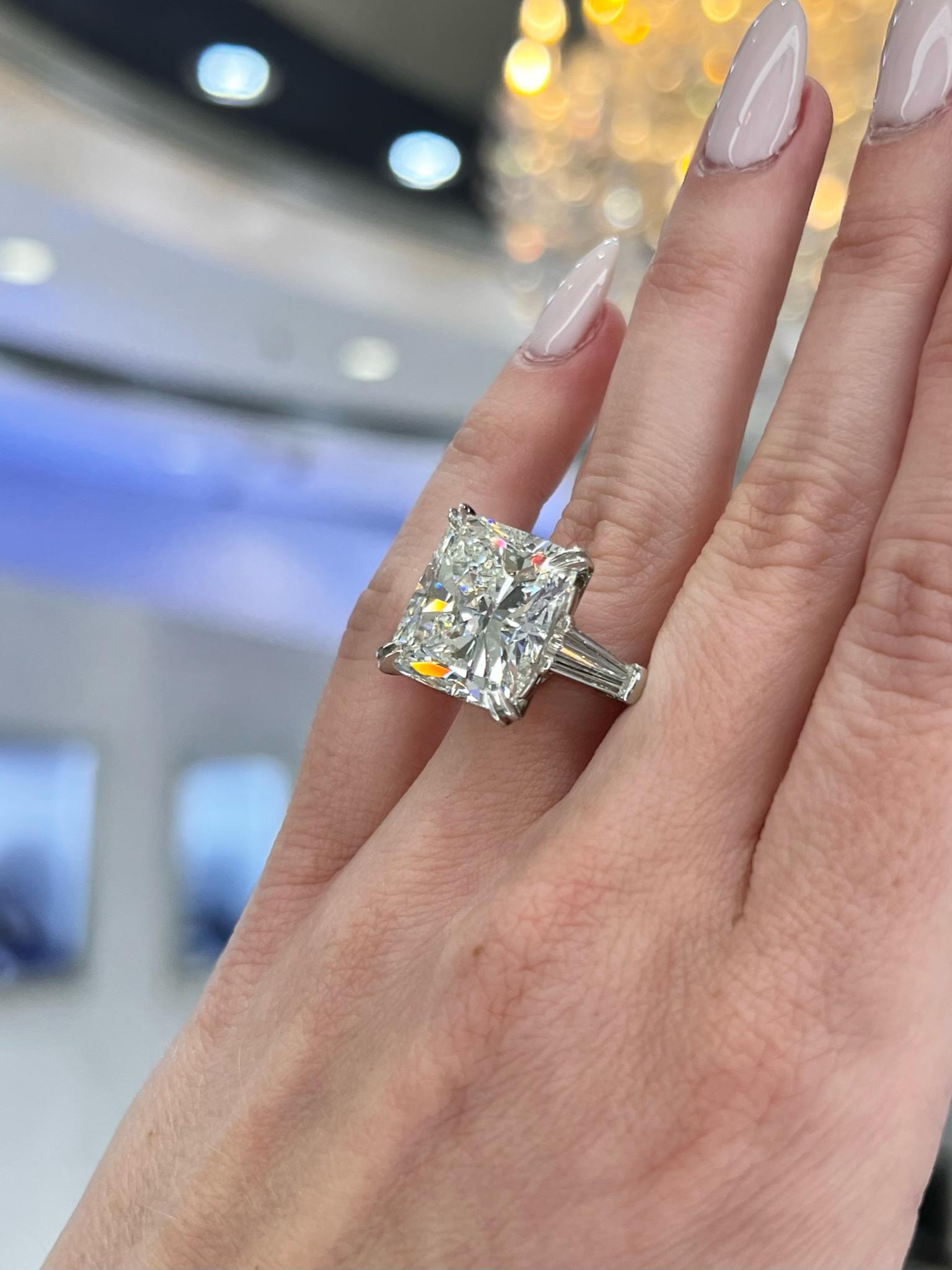 David Rosenberg 15.71 Carat Cushion GIA 3 Stone Diamond Engagement Ring For Sale 2