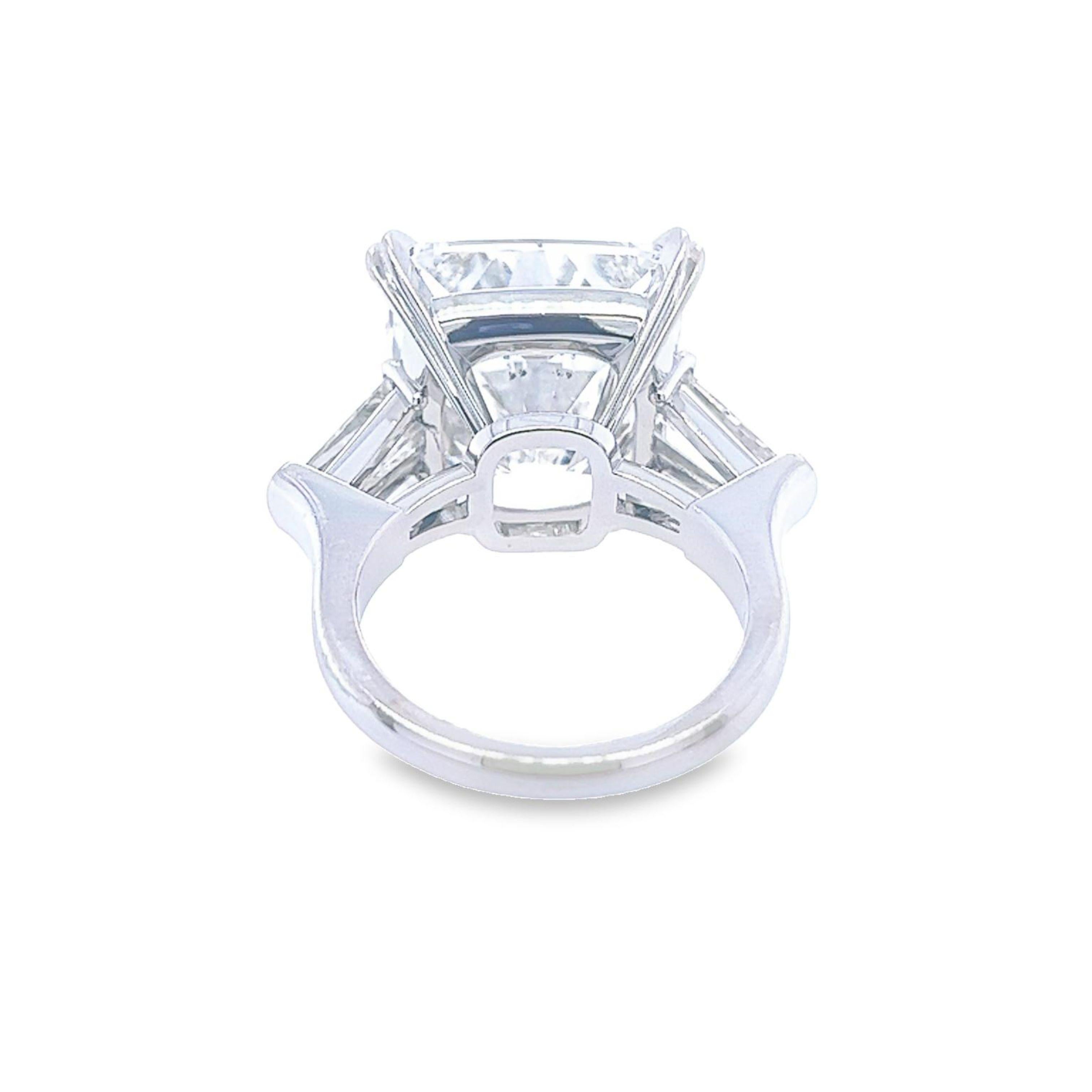 Modern David Rosenberg 15.71 Carat Cushion GIA 3 Stone Diamond Engagement Ring For Sale