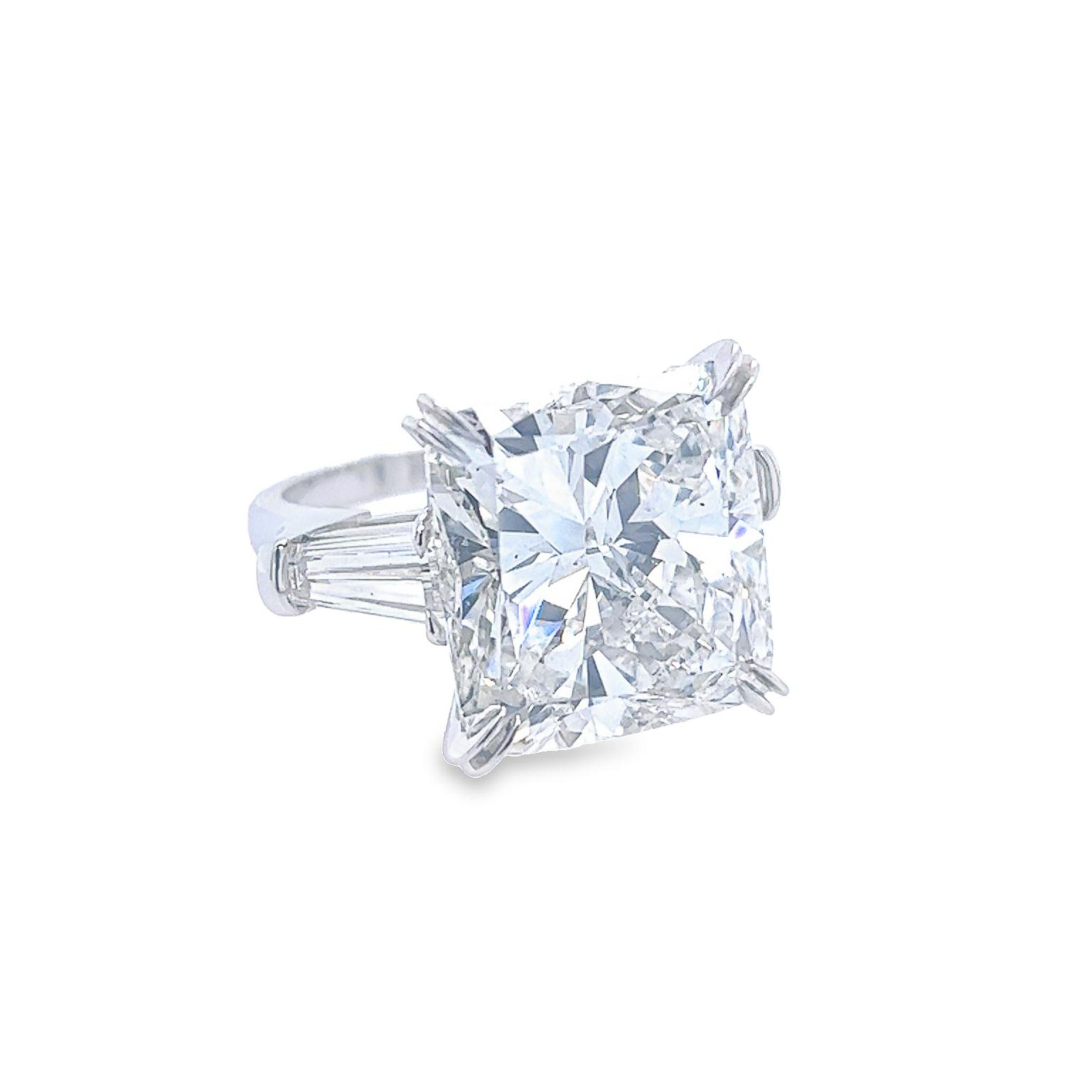 David Rosenberg 15.71 Carat Cushion GIA 3 Stone Diamond Engagement Ring In New Condition For Sale In Boca Raton, FL