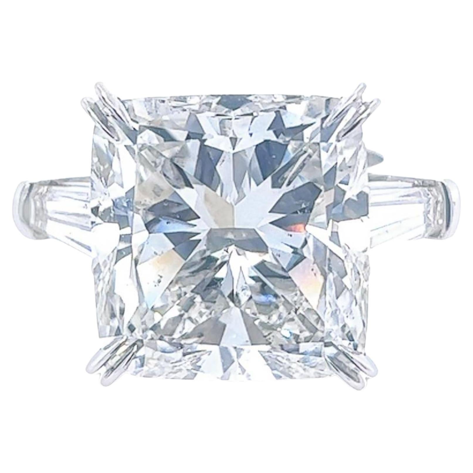 David Rosenberg Bague de fiançailles à 3 pierres en diamants taille coussin de 15,71 carats certifiés GIA