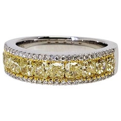 David Rosenberg 1.59 Carat Cushion Fancy Yellow Diamond Eternity Wedding Band