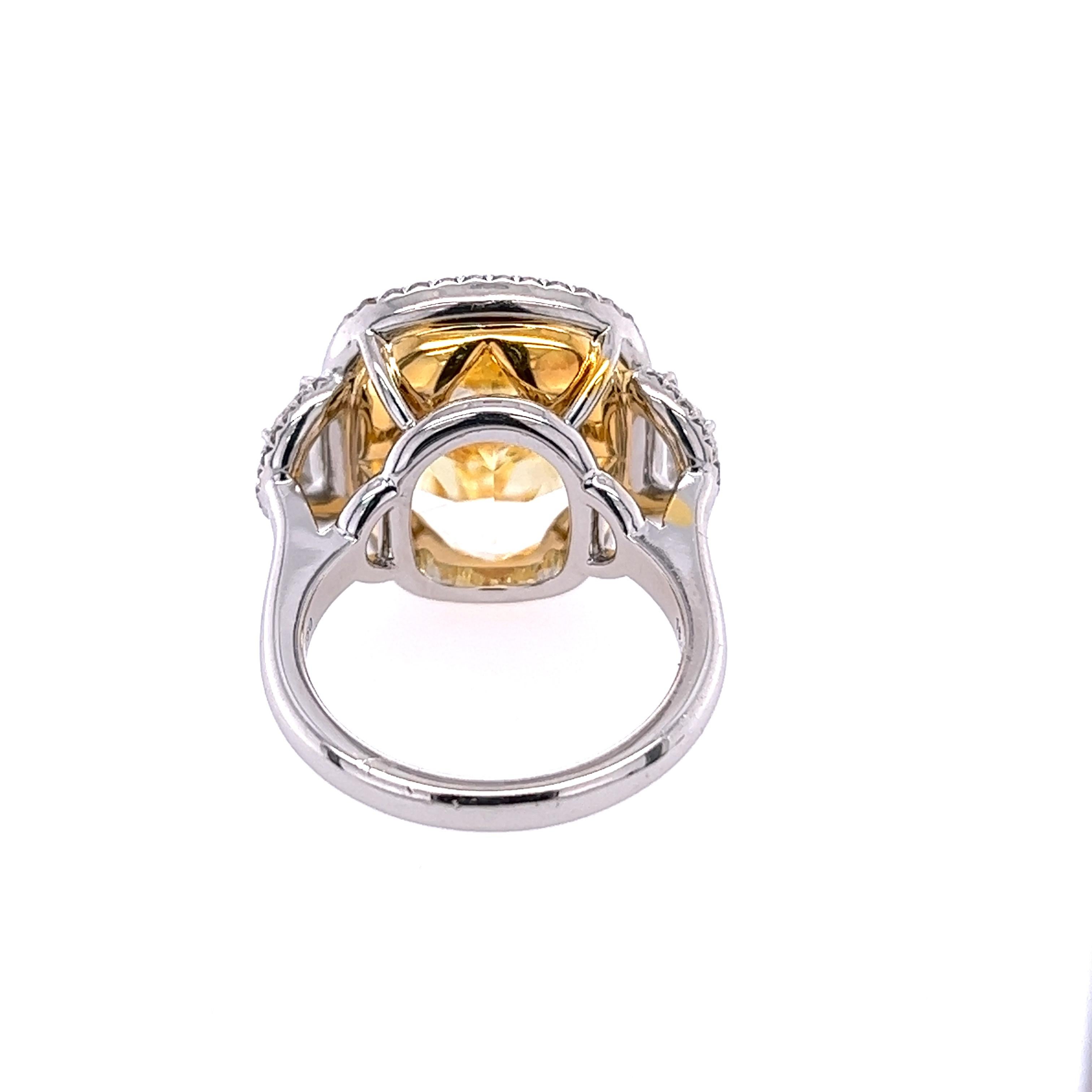 Modern David Rosenberg 16.06 Carat Cushion Cut Fancy Yellow GIA Diamond Engagement Ring For Sale