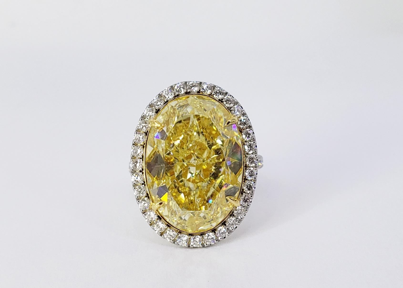 David Rosenberg 17.32 Carat Oval Fancy Yellow GIA Diamond Engagement Ring 1