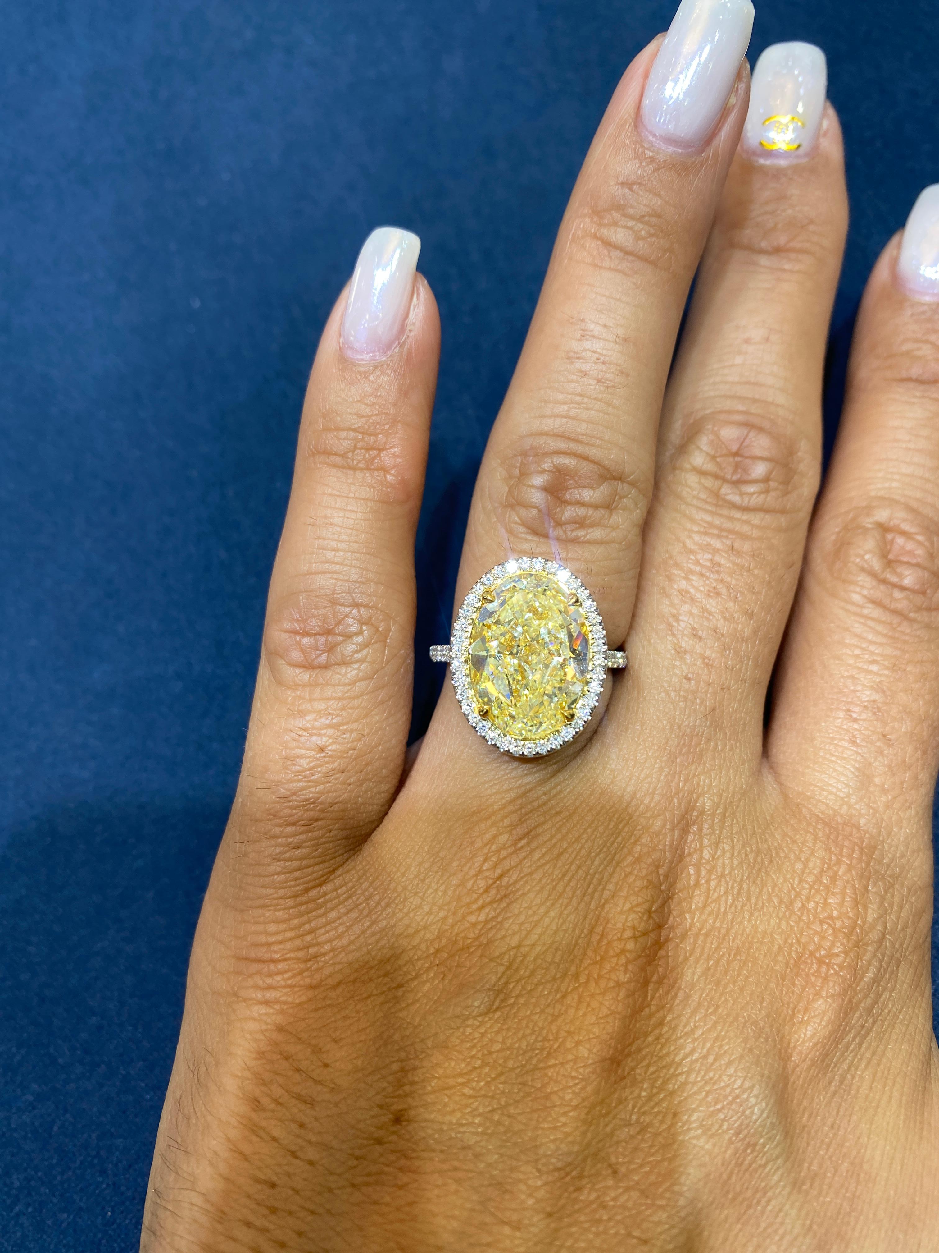 David Rosenberg 17.32 Carat Oval Fancy Yellow GIA Diamond Engagement Ring 3