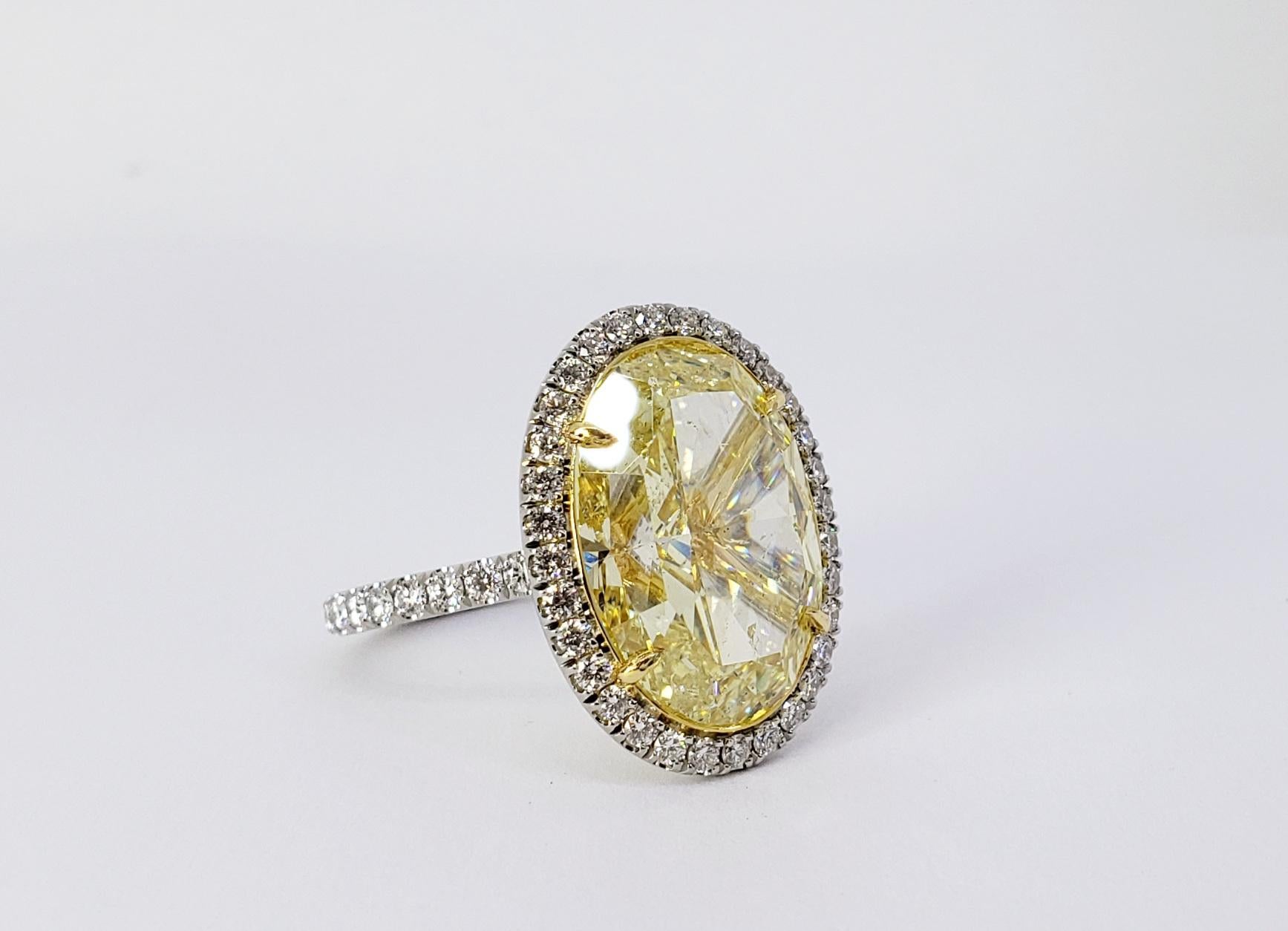 Women's David Rosenberg 17.32 Carat Oval Fancy Yellow GIA Diamond Engagement Ring