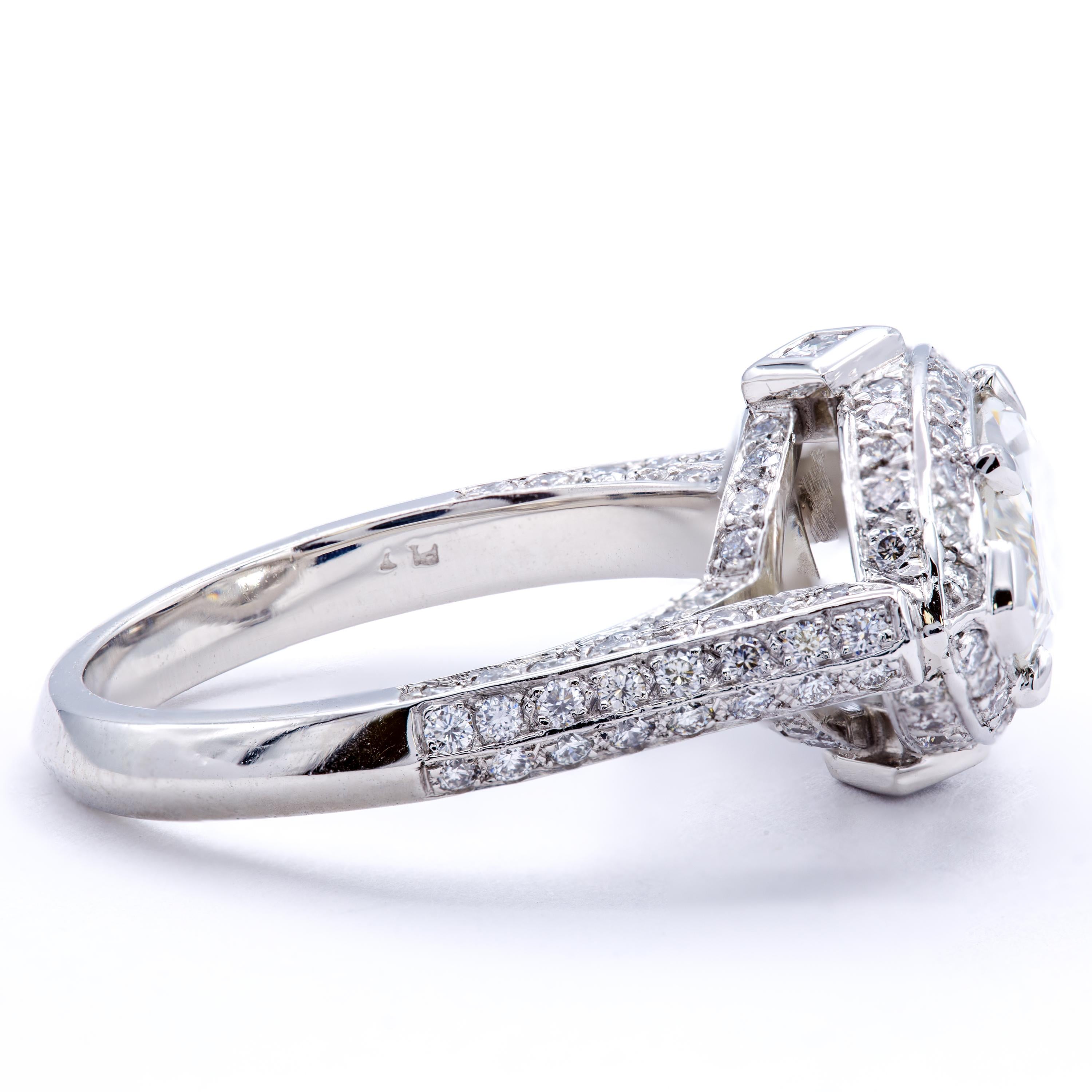 Women's David Rosenberg 1.83 Carat Marquise GIA Halo Platinum Diamond Engagement Ring