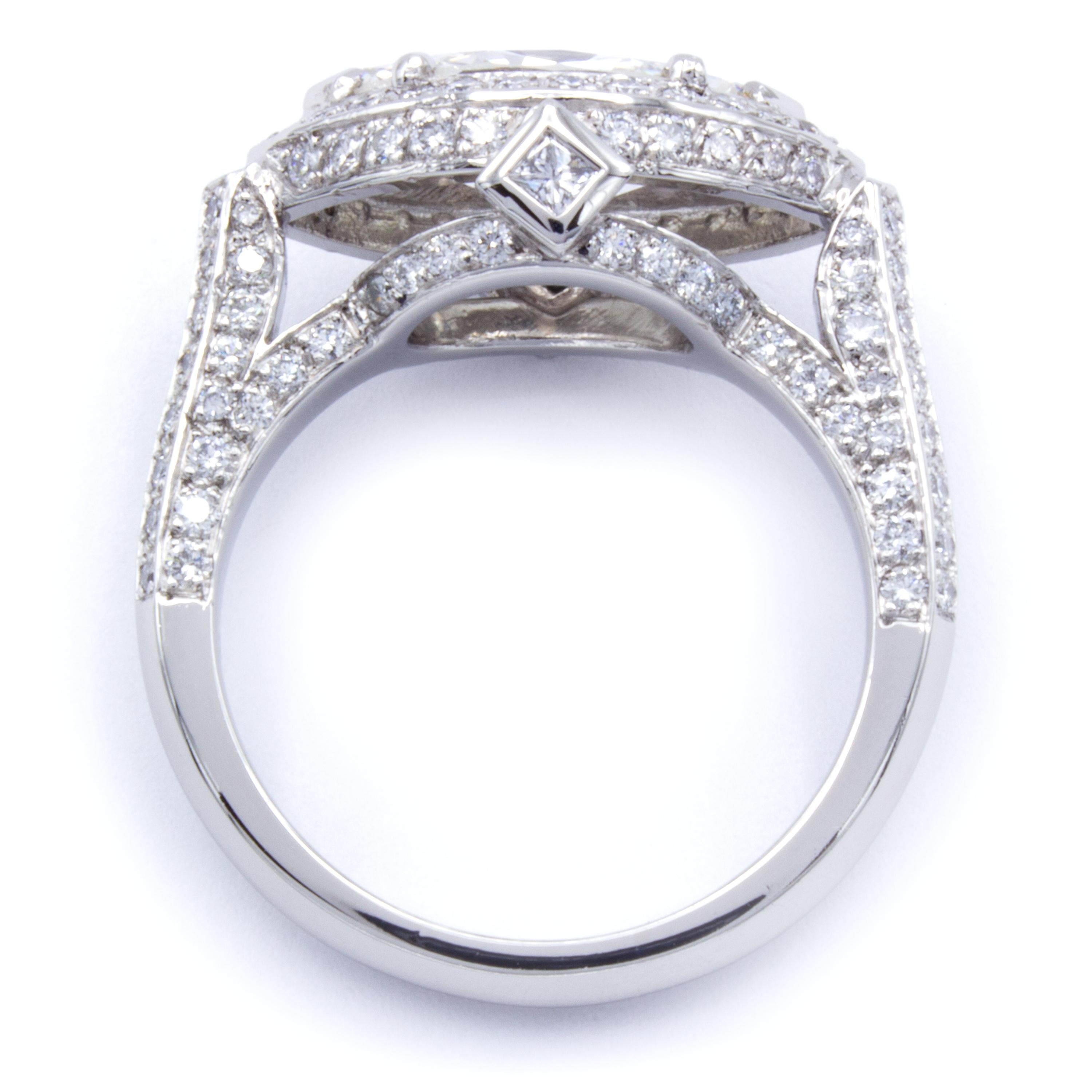 David Rosenberg 1.83 Carat Marquise GIA Halo Platinum Diamond Engagement Ring 2