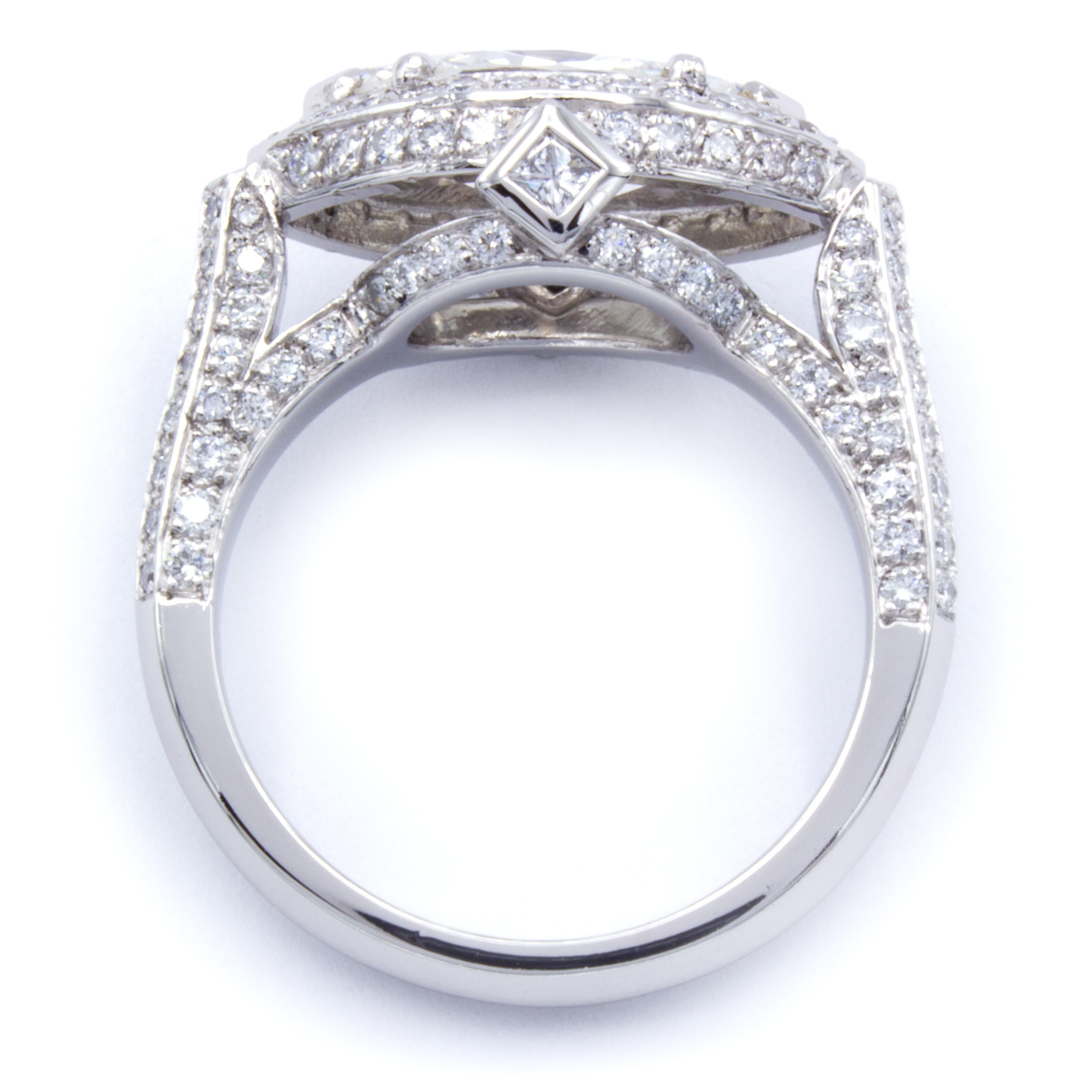 David Rosenberg 1.83 Carat Marquise GIA Platinum Halo Diamond Engagement Ring 2