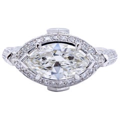 David Rosenberg 1.83 Carat Marquise GIA Platinum Halo Diamond Engagement Ring