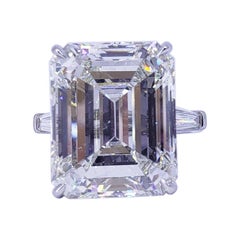 Verlobungsring mit drei Diamanten von David Rosenberg, 19,09 Karat, Smaragdschliff GIA